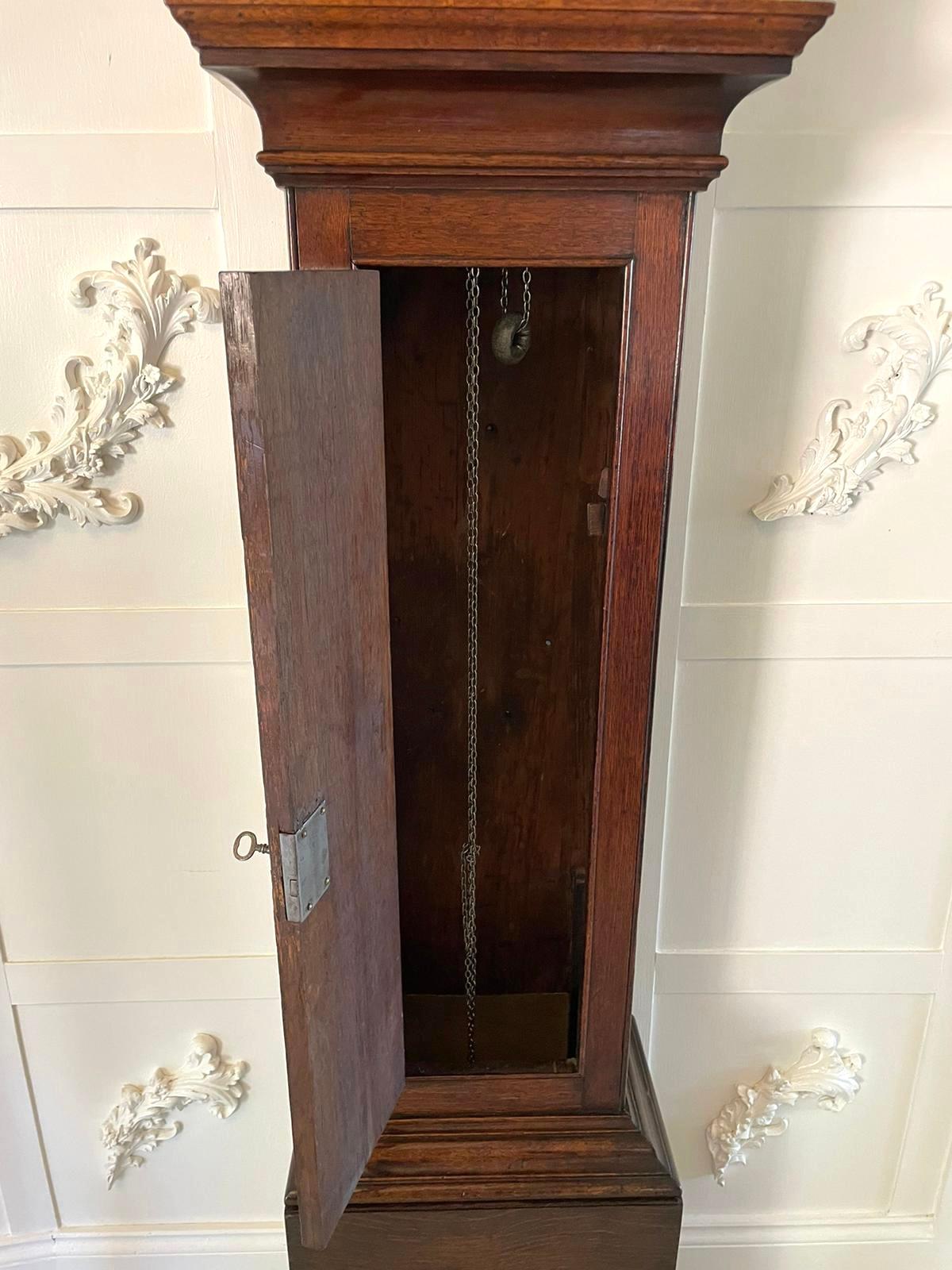Antique 18th Century Quality Oak Brass Face Longcase Clock by Benjamin Reeves 3