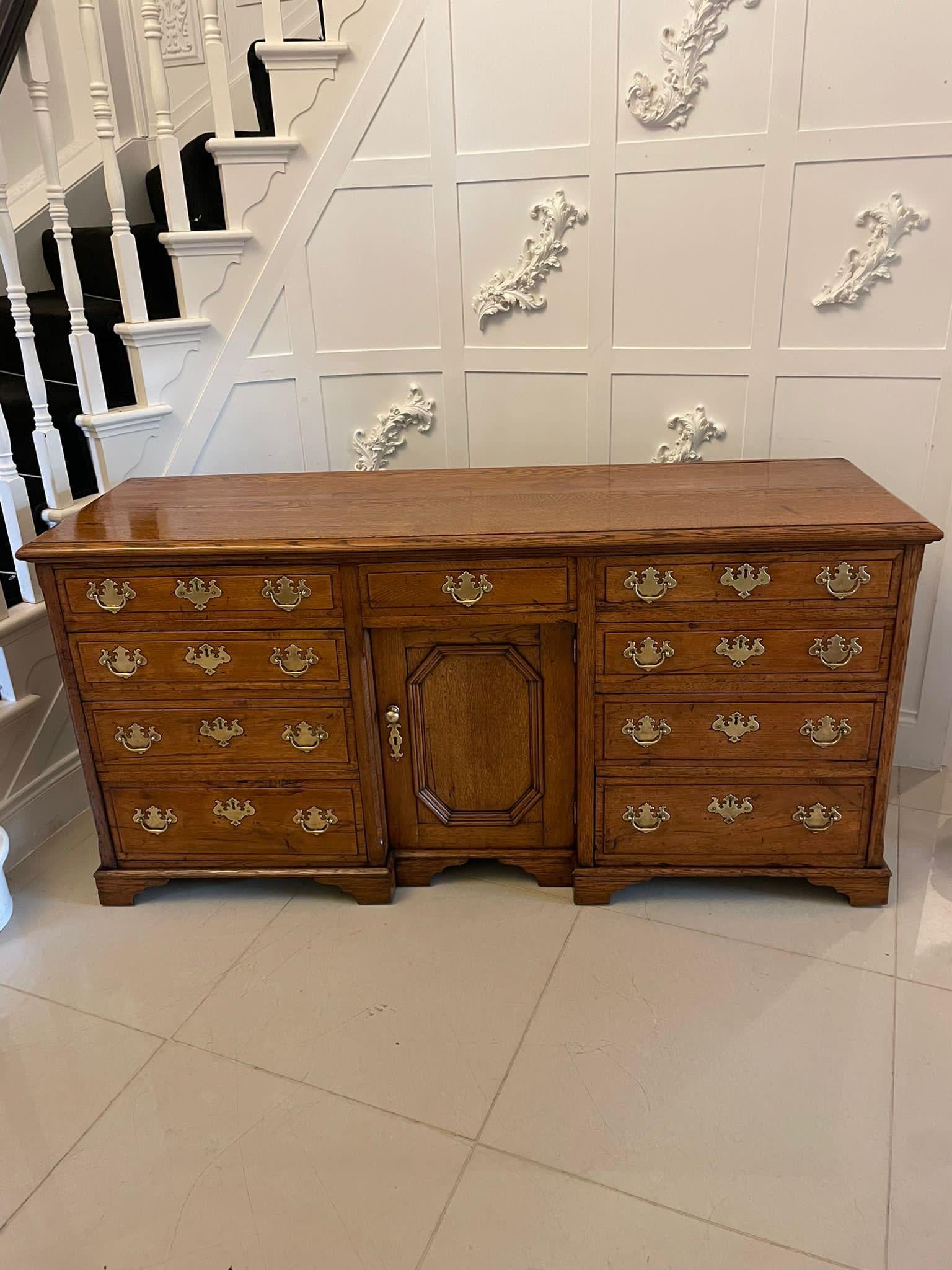 Antique 18th Century Quality Oak Dresser Base with Original Brass Handle  For Sale 7
