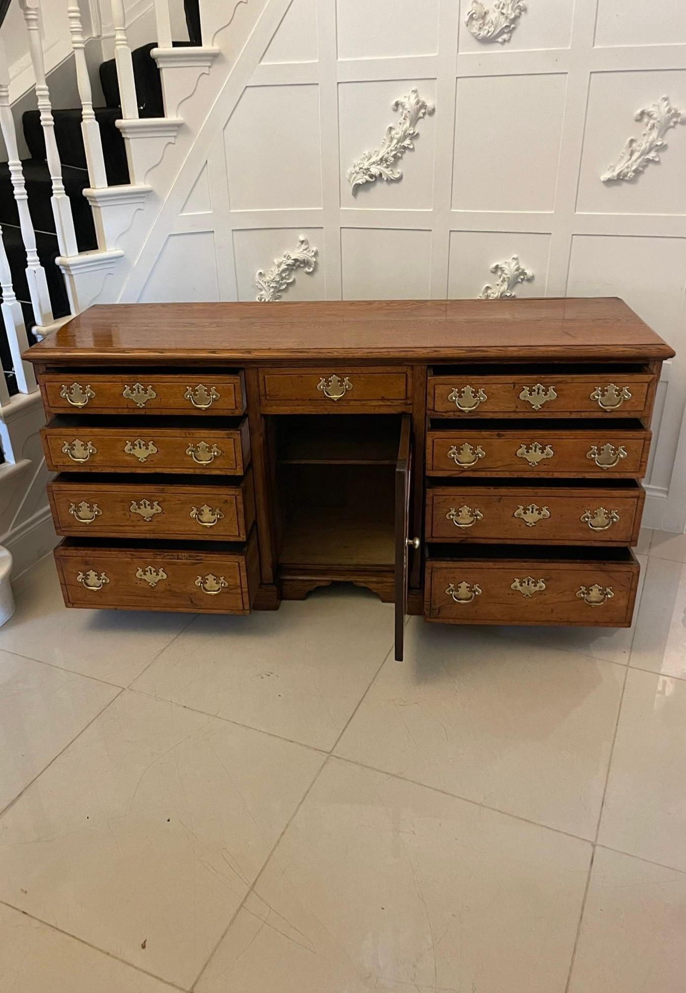George III Antique 18th Century Quality Oak Dresser Base with Original Brass Handle  For Sale