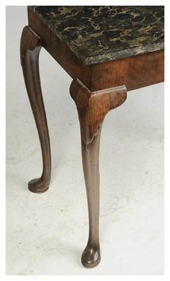 Antique 18th century Queen Anne Carved Walnut Marble Slab Table