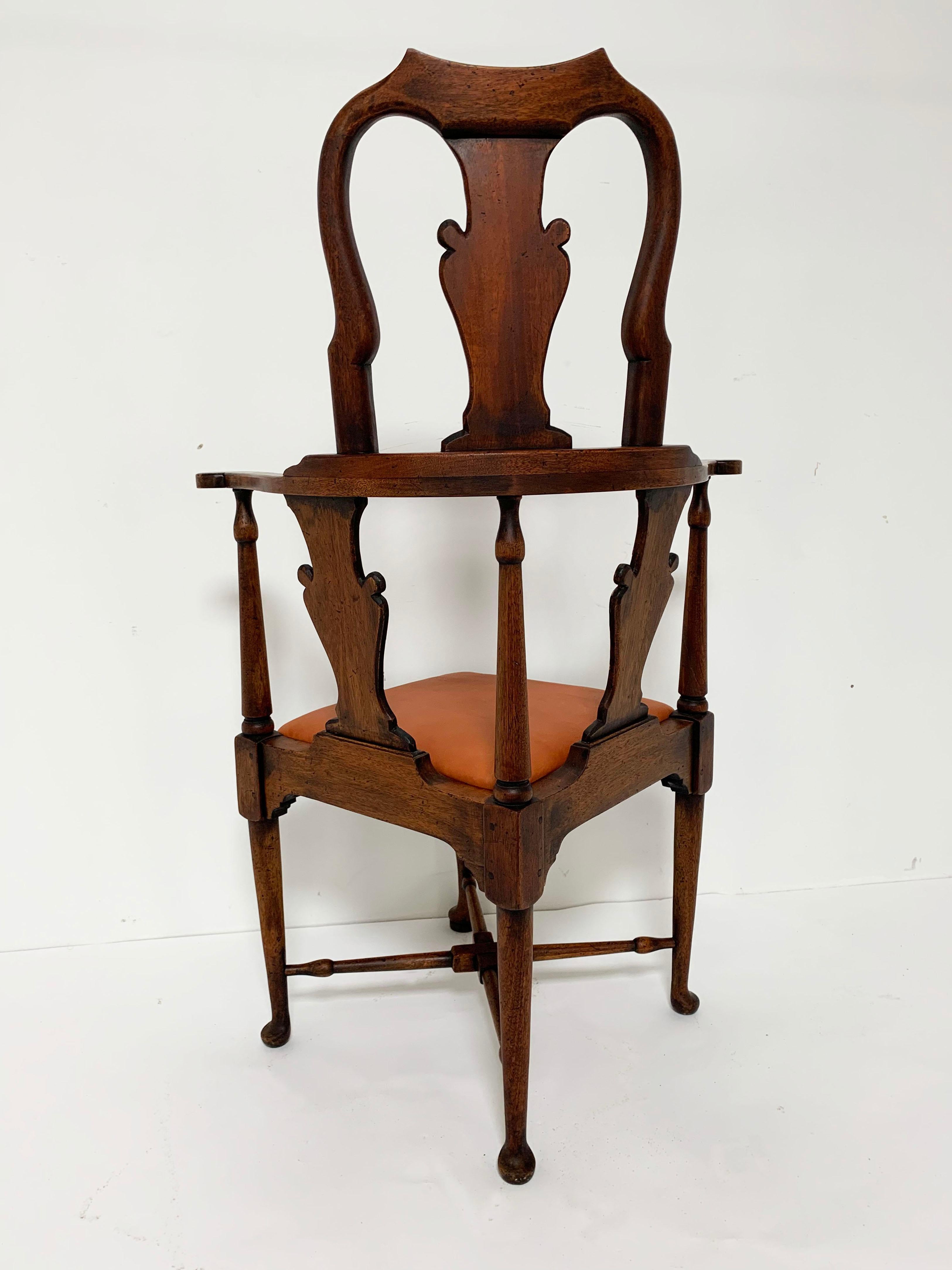 Antique 18th Century Queen Anne High-Back Corner Chair 1