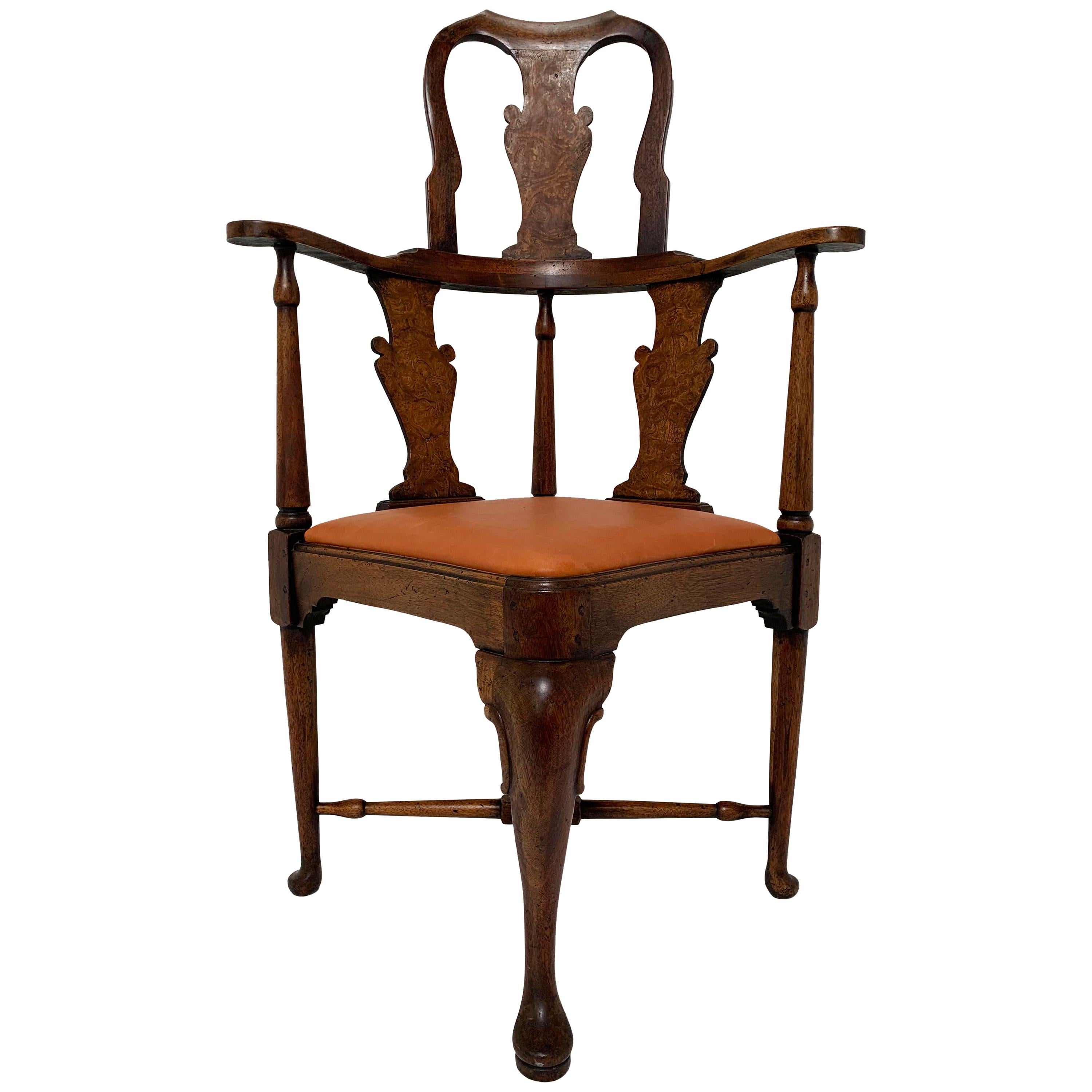 Antique 18th Century Queen Anne High-Back Corner Chair