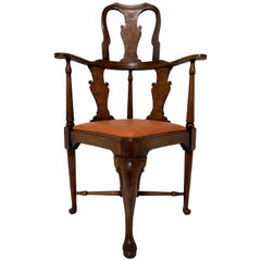 Antique 18th Century Queen Anne High-Back Corner Chair