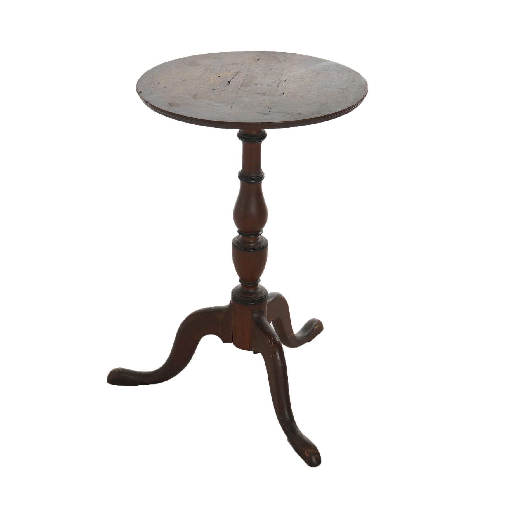 English Antique 18th Century Queen Anne Mahogany Candle Stand C1780