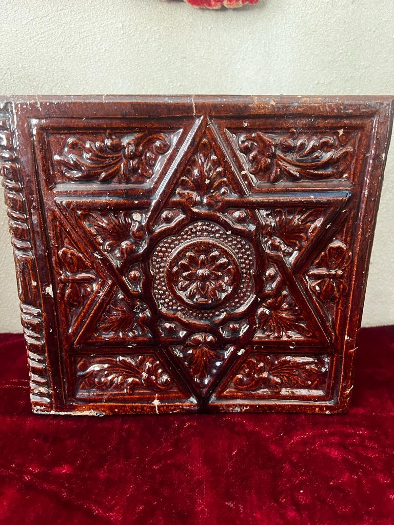 Austrian  Antique 18th Century Rare Judaical Tiled Stove Corner with Star of David For Sale