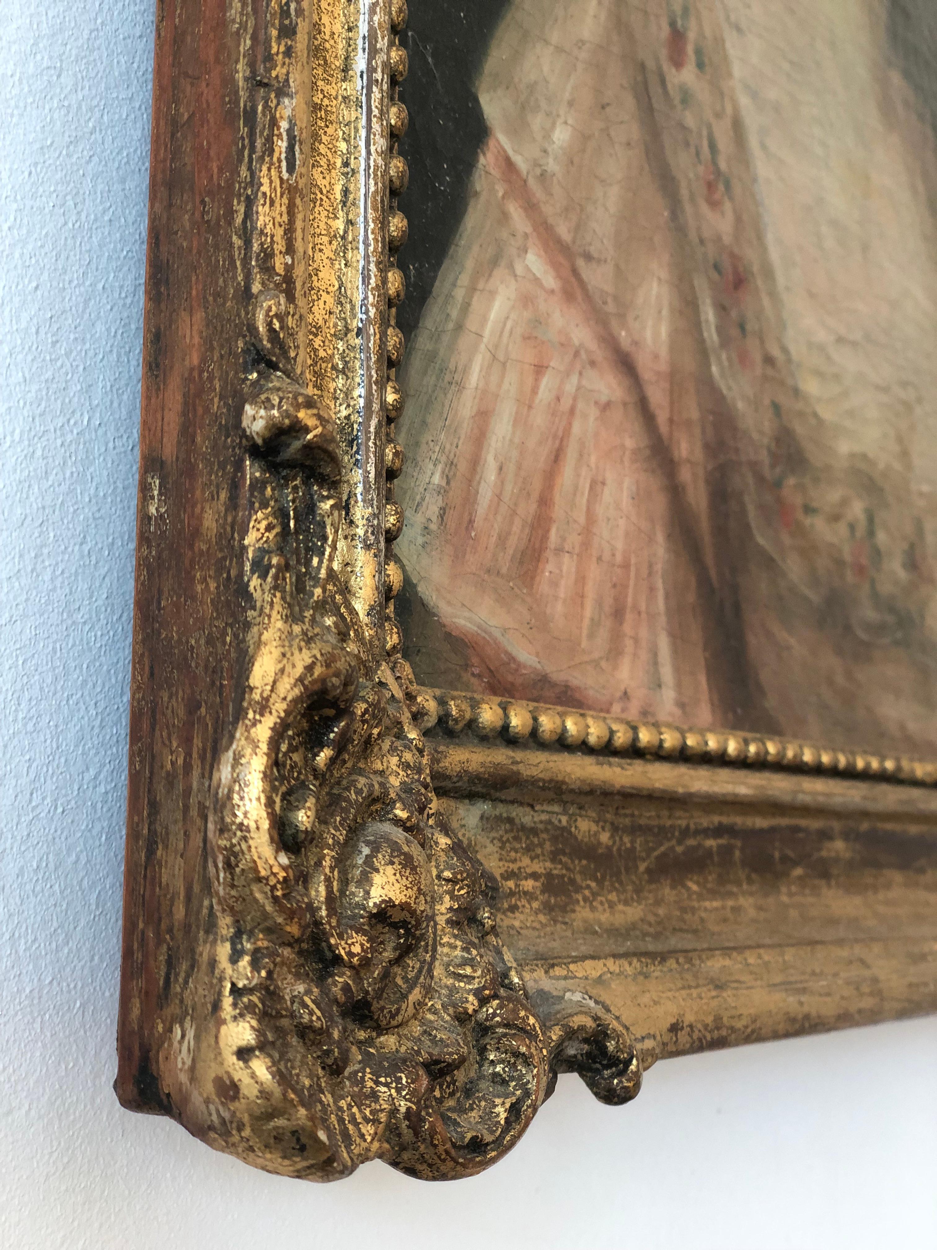 Antico dipinto rococò del XVIII secolo raffigurante una signora aristocratica in vendita 1