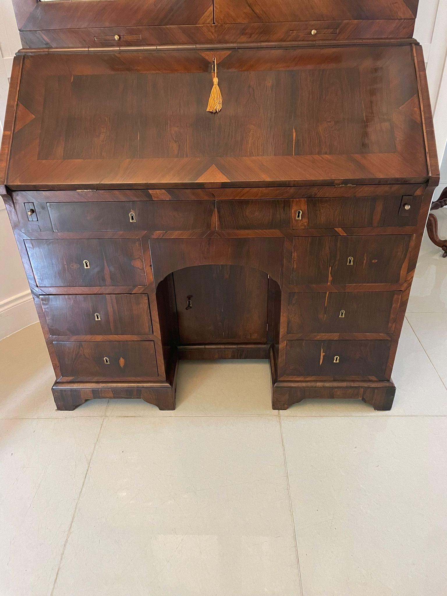 Antique 18th Century Rosewood Bureau Bookcase For Sale 8