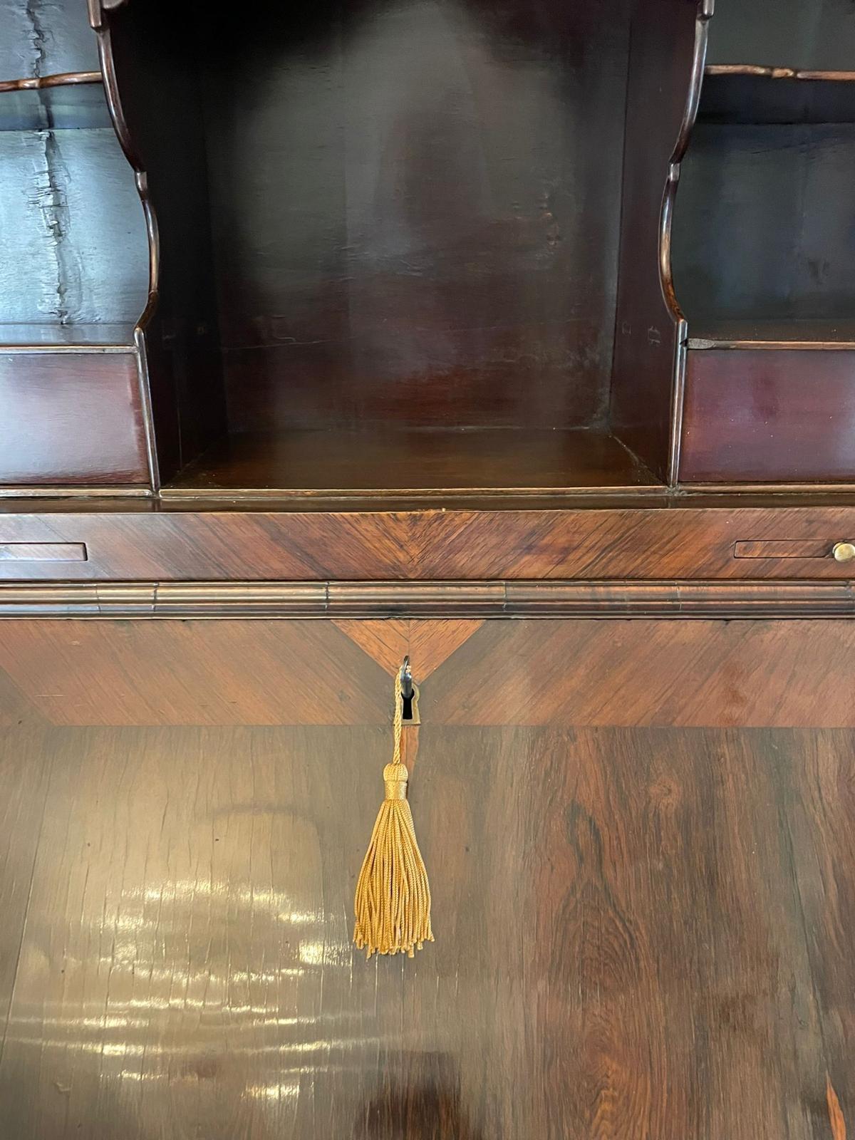 Antique 18th Century Rosewood Bureau Bookcase In Good Condition For Sale In Suffolk, GB