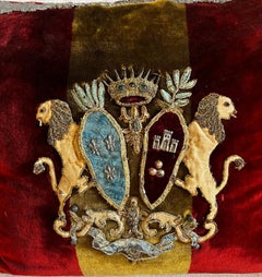 Antique 18th Century Royal Pillow Gold Silver Embroidery and Gems France