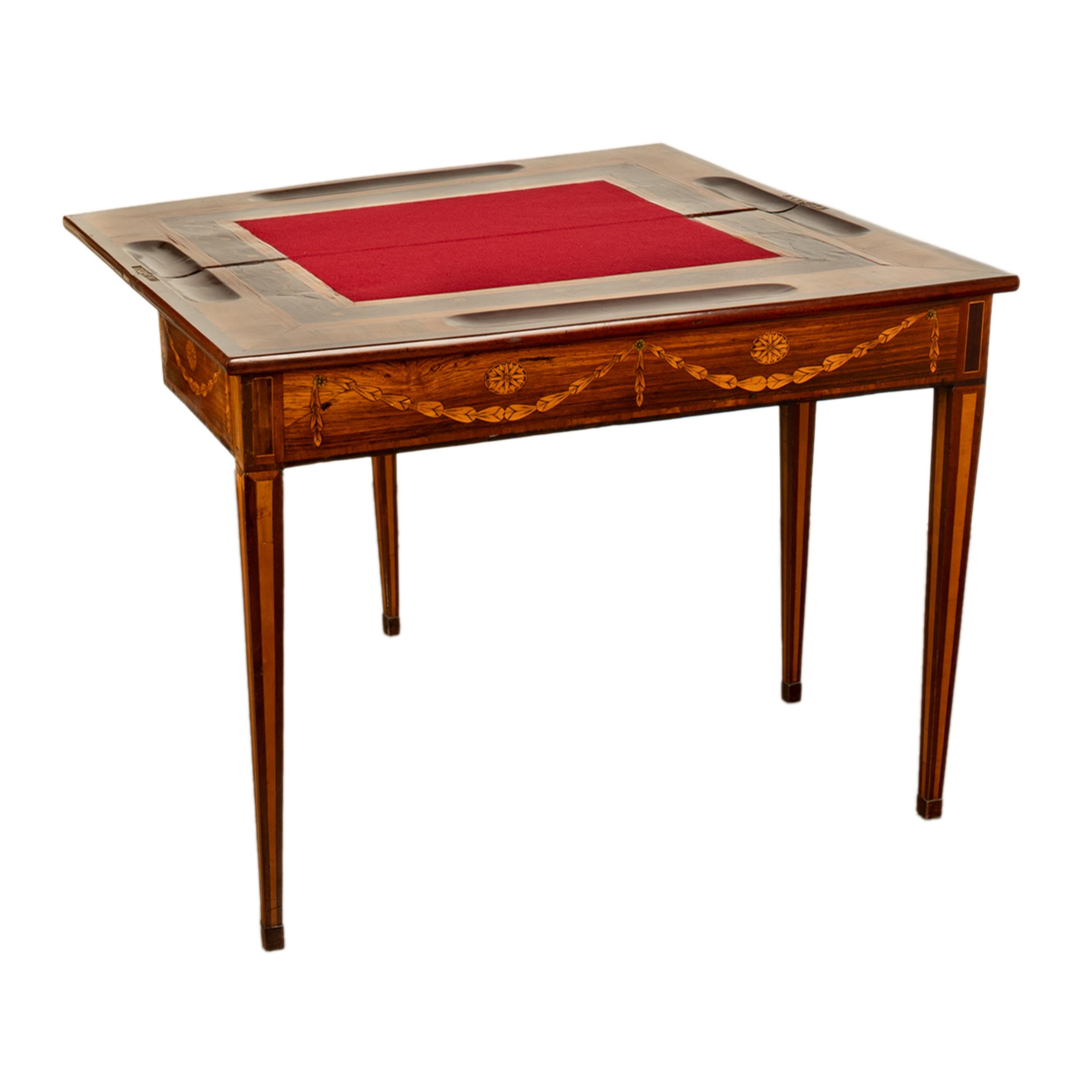 Table de jeu russe du 18ème siècle en marqueterie de bois de rose par Christian Meyer en vente 7