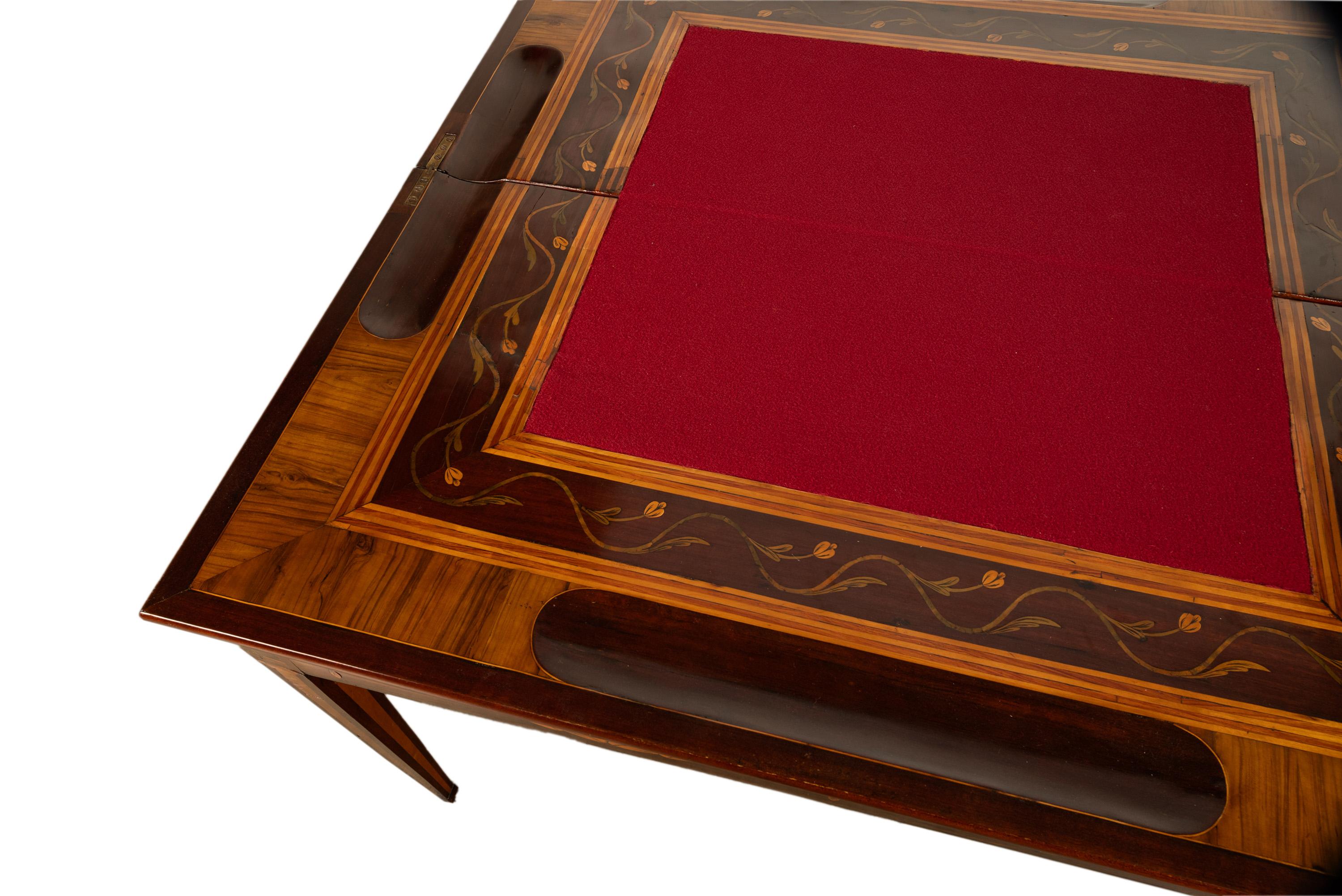 Table de jeu russe du 18ème siècle en marqueterie de bois de rose par Christian Meyer en vente 9