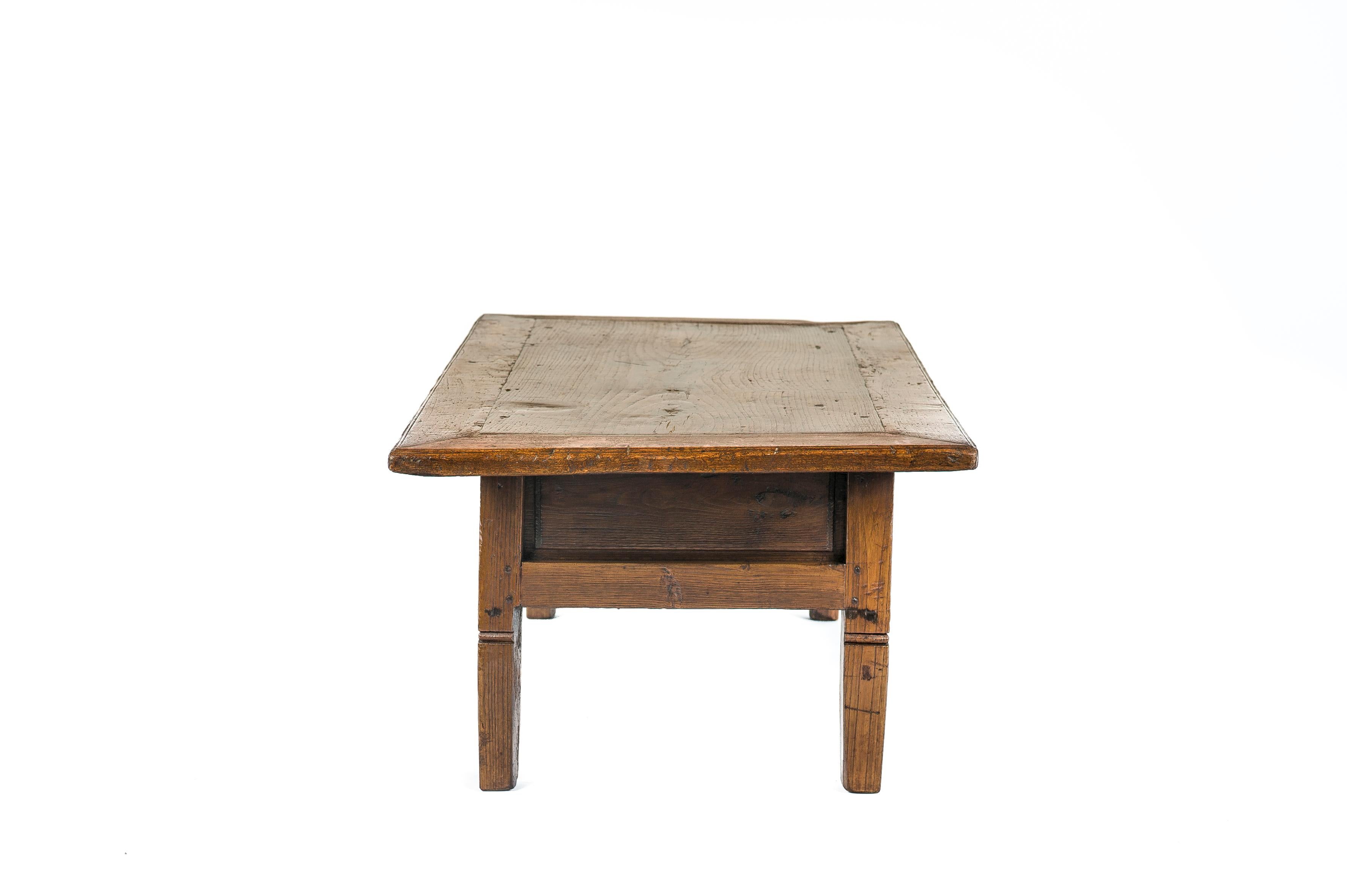 Forged Antique 18th-Century Rustic Spanish Honey Color Chestnut Coffee Table