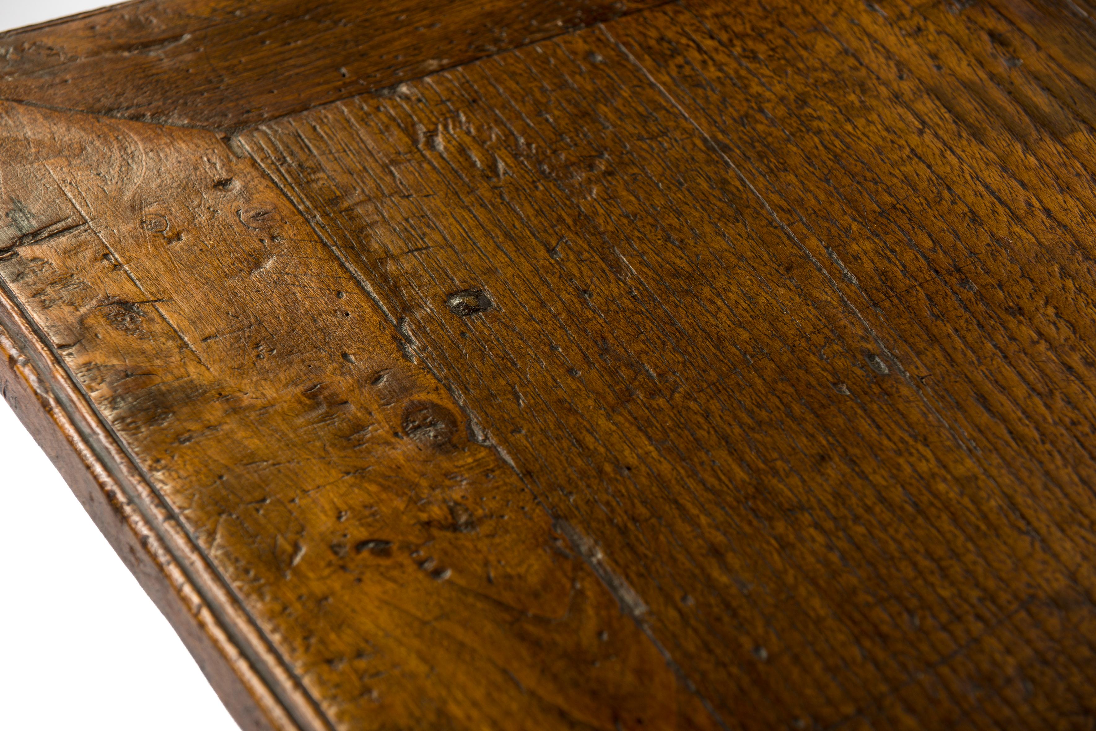 Antique 18th-Century Rustic Spanish Honey Color Chestnut Coffee Table 1