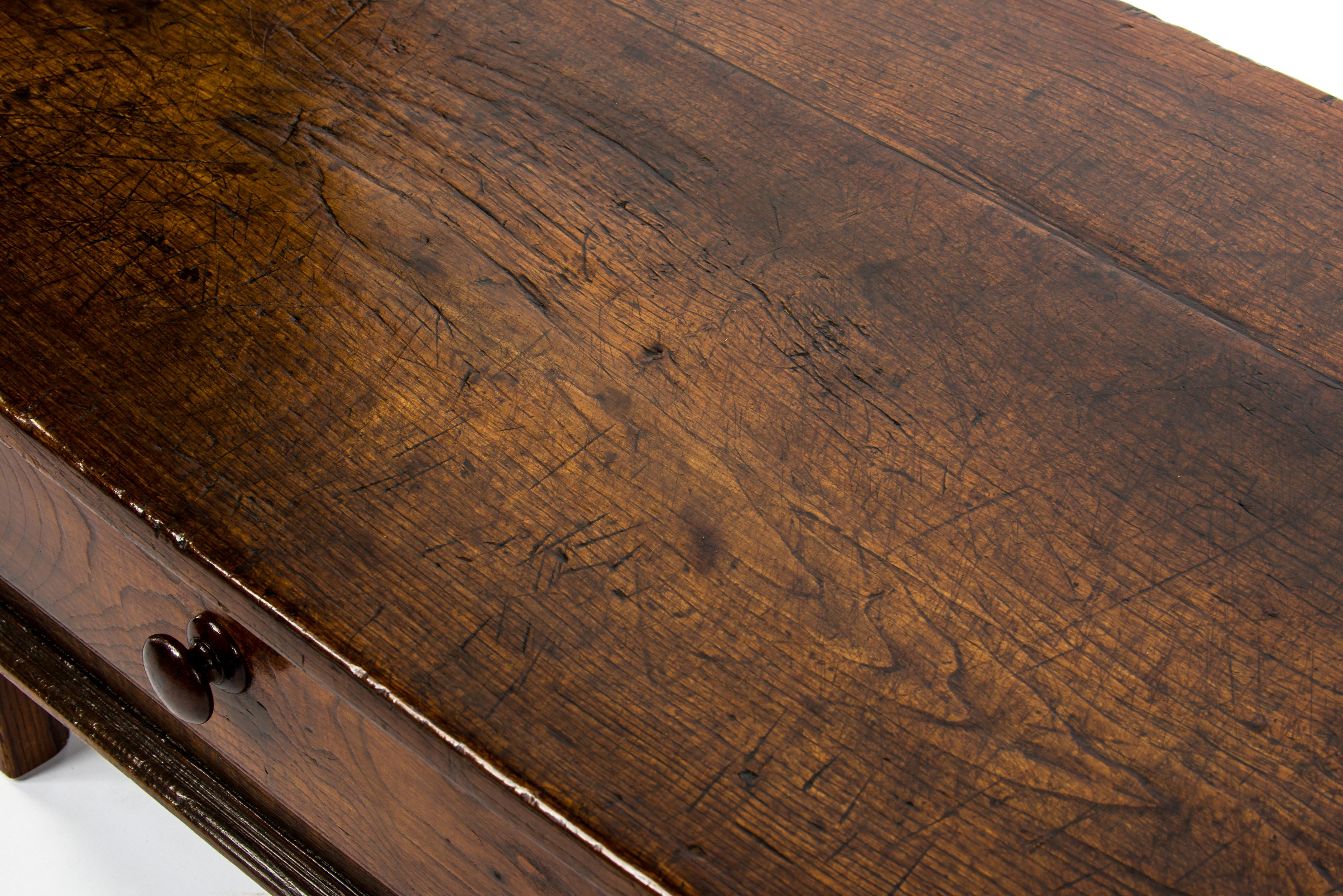 Antique 18th-Century Rustic Spanish Warm Brown Chestnut Coffee Table 12