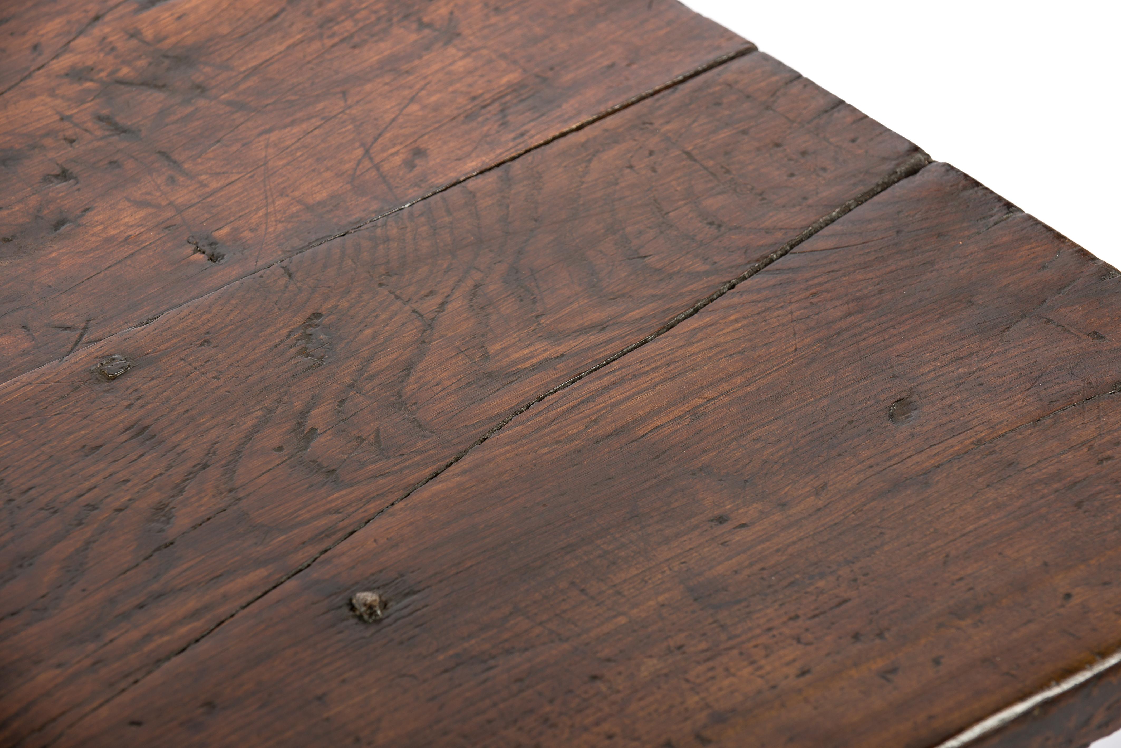 Antique 18th-Century Rustic Spanish Warm Brown Chestnut Coffee Table 11