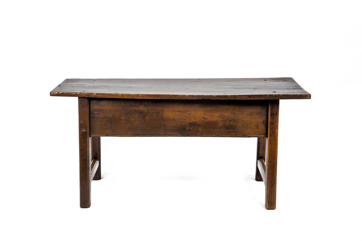 Forged Antique 18th-Century Rustic Spanish Warm Brown Chestnut Coffee Table