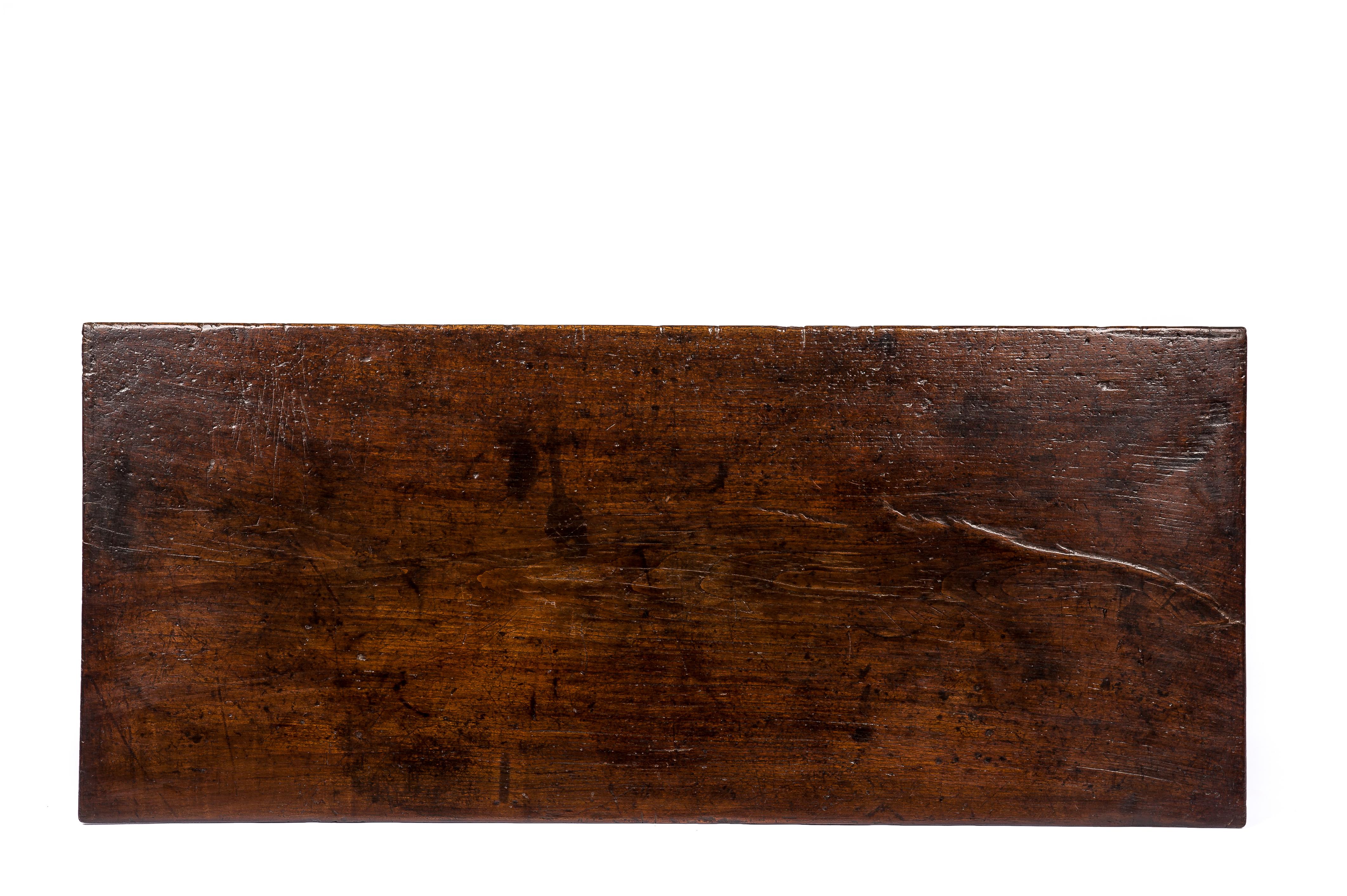 18th Century Antique 18th-Century Rustic Spanish Warm Brown Chestnut Coffee Table