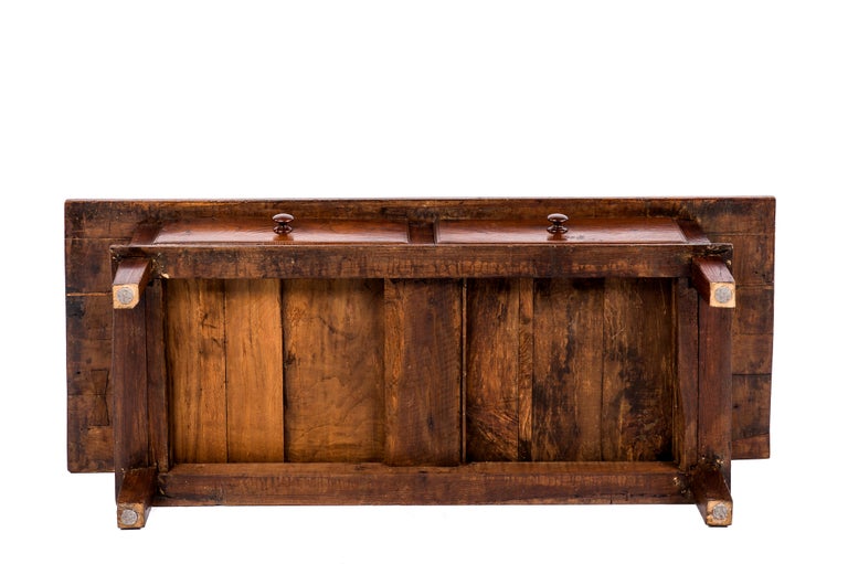 18th Century Antique 18th-Century Rustic Spanish Warm Brown Chestnut Coffee Table For Sale