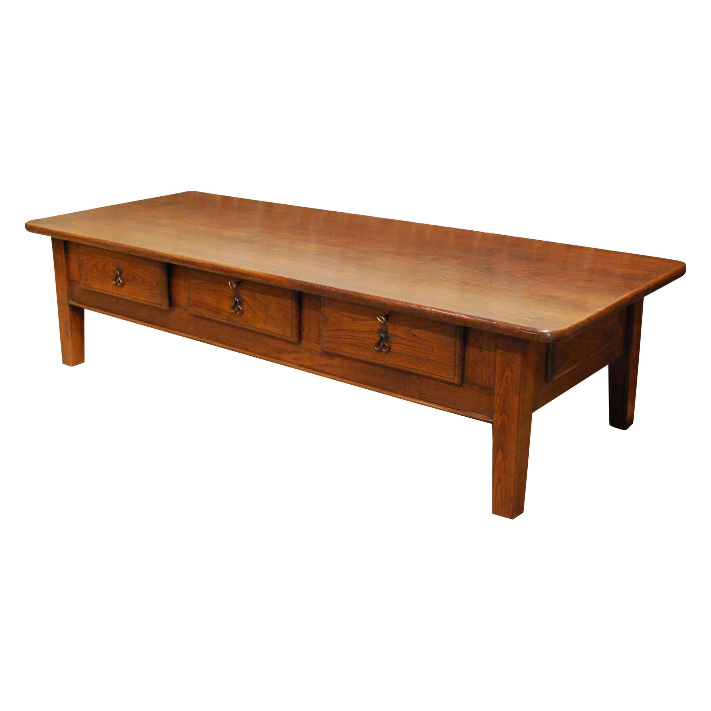 Antique 18th-Century Rustic Spanish Warm Brown Chestnut Coffee Table