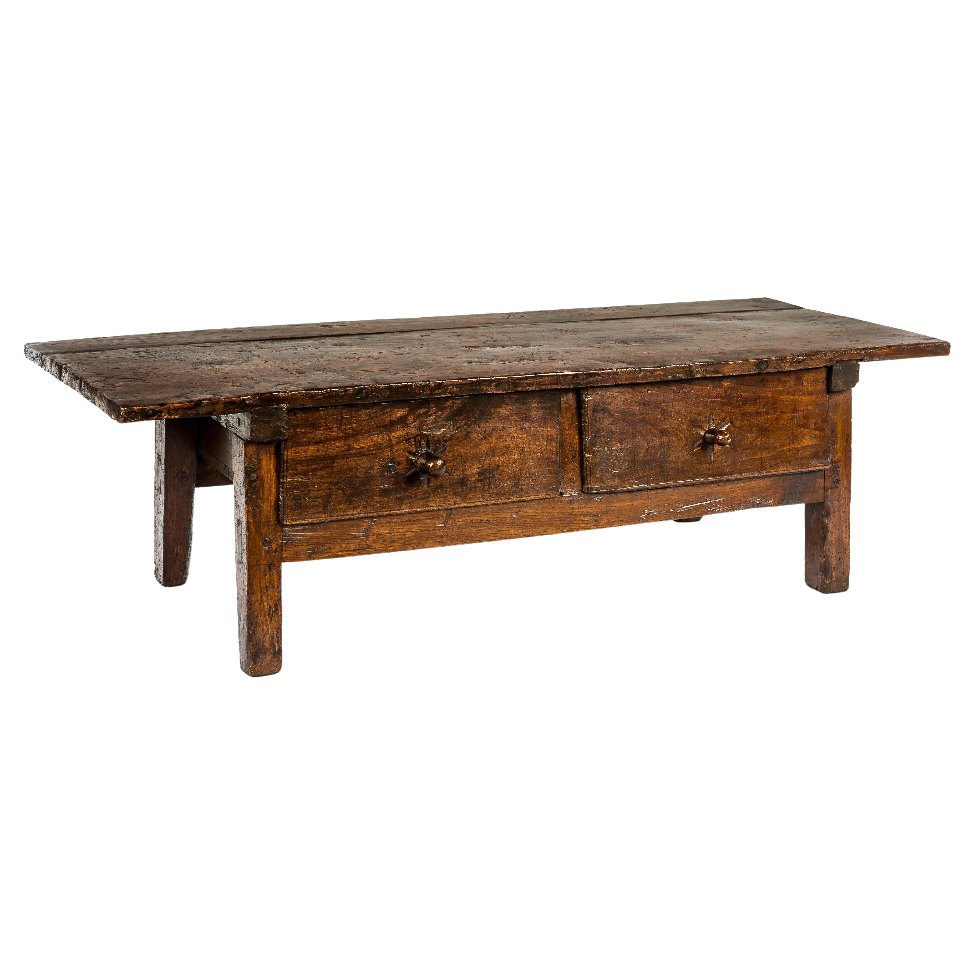 Antique 18th-Century Rustic Spanish Warm Brown Chestnut Coffee Table