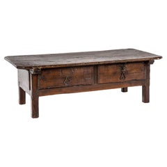 Used 18th-Century Rustic Spanish Warm Brown Chestnut two drawer Coffee Table