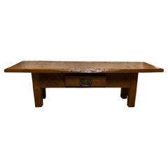 Antique 18th Century Rustic Wood Coffee Table with Two Drawers
