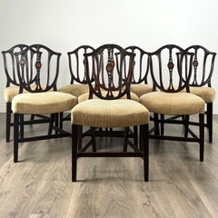 Antique 18th Century Set Of 8 Hepplewhite Style Dining Chairs ( REF AF-3443 )