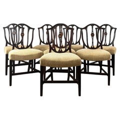 Antique 18th Century Set Of 8 Hepplewhite Style Dining Chairs ( REF AF-3443 )