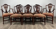 Antique 18th Century Set Of 8 Shield Back Dining Chairs ( REF AF-3114 )