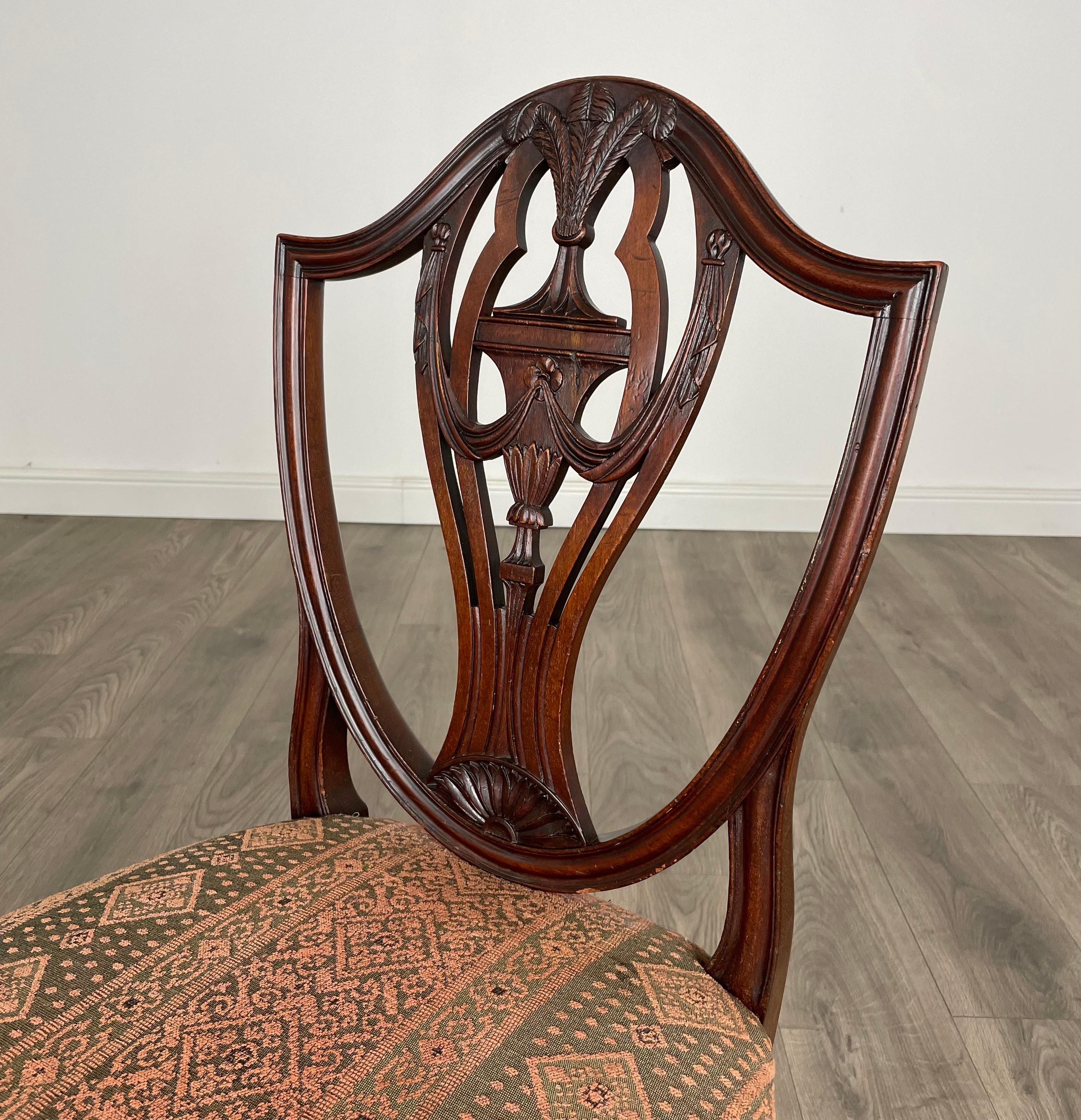 Mahogany Antique 18th Century Set Of 8 Shield Back Dining Chairs ( REF AF-3114 ) For Sale