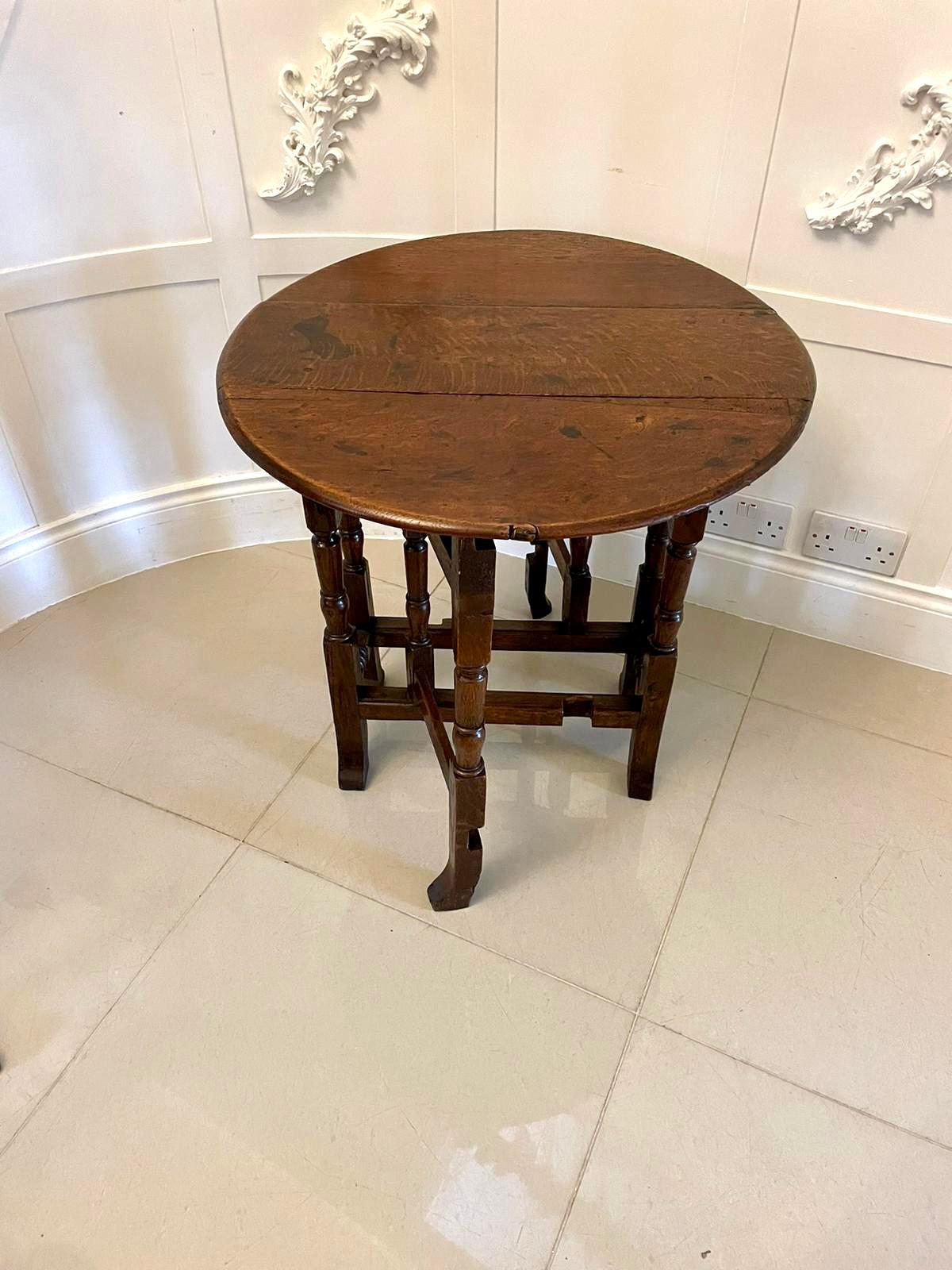 18th Century and Earlier Antique 18th Century Small Quality Oak Gateleg Table