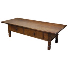 Antique 18th Century Spanish Coffee Table in Solid Chestnut Wood