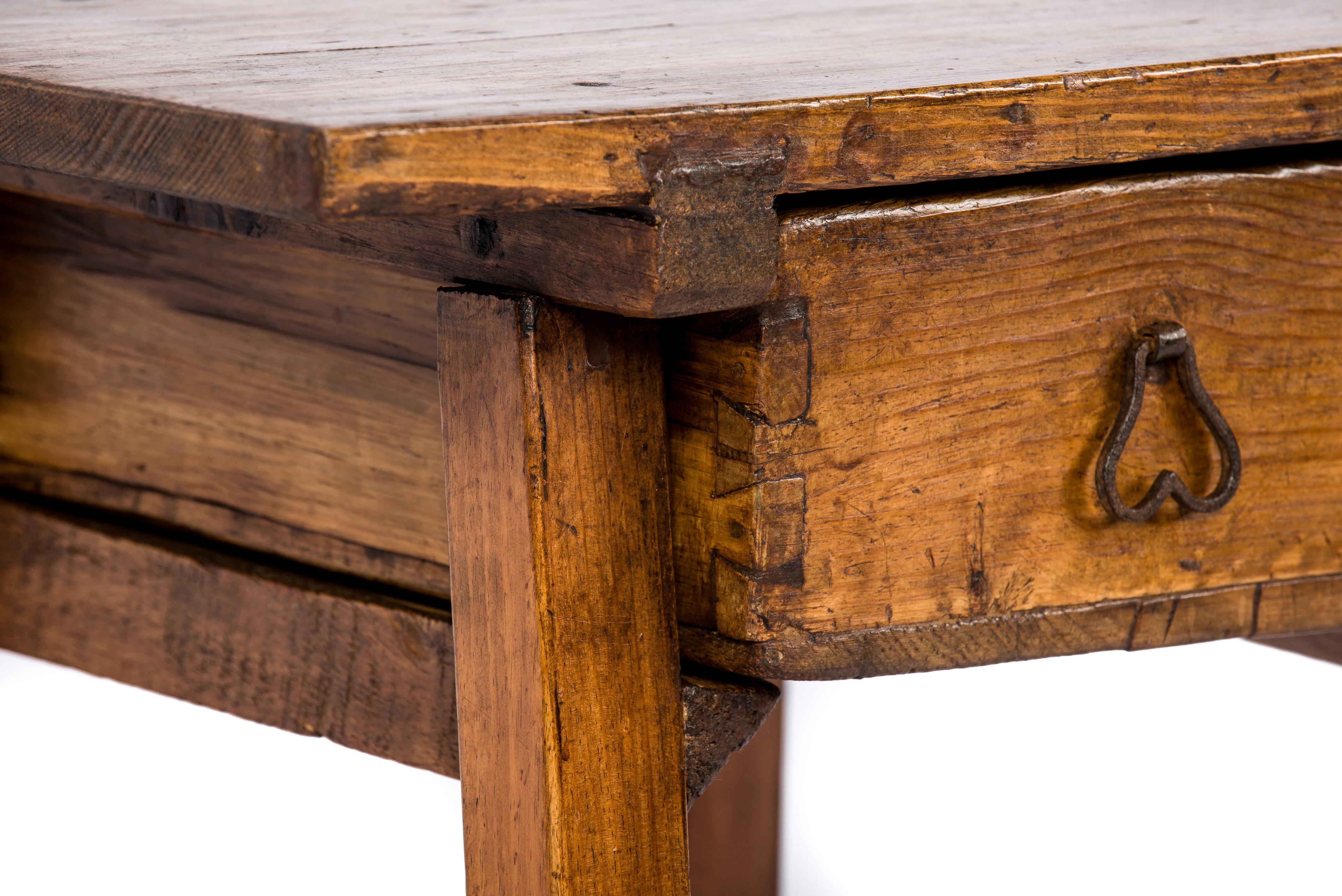 Antique 18th Century Spanish Provincial Honey Color Elm Side Table 5