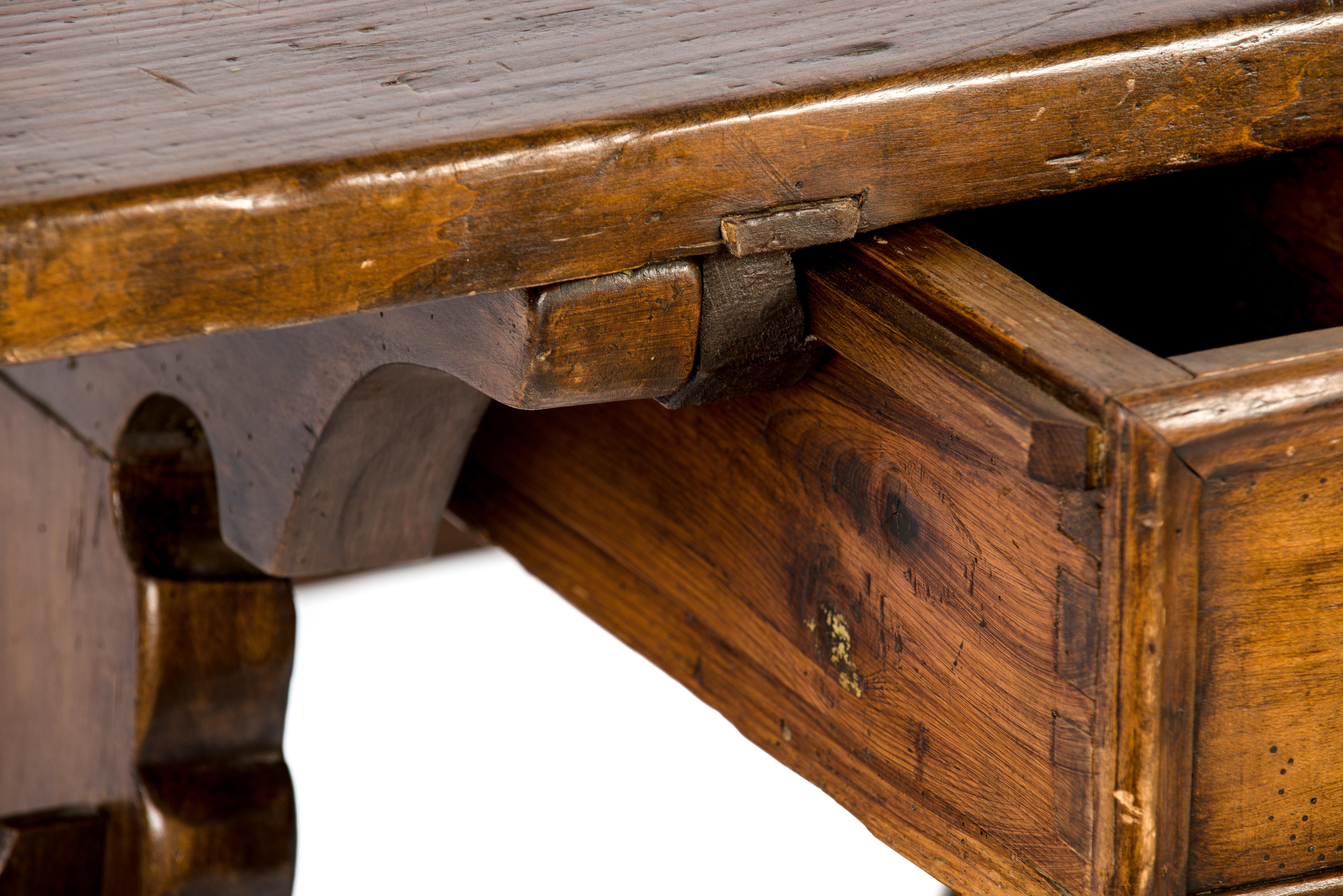 Antique 18th Century Square Walnut Swiss Renaissance Banker or Merchant Table For Sale 8