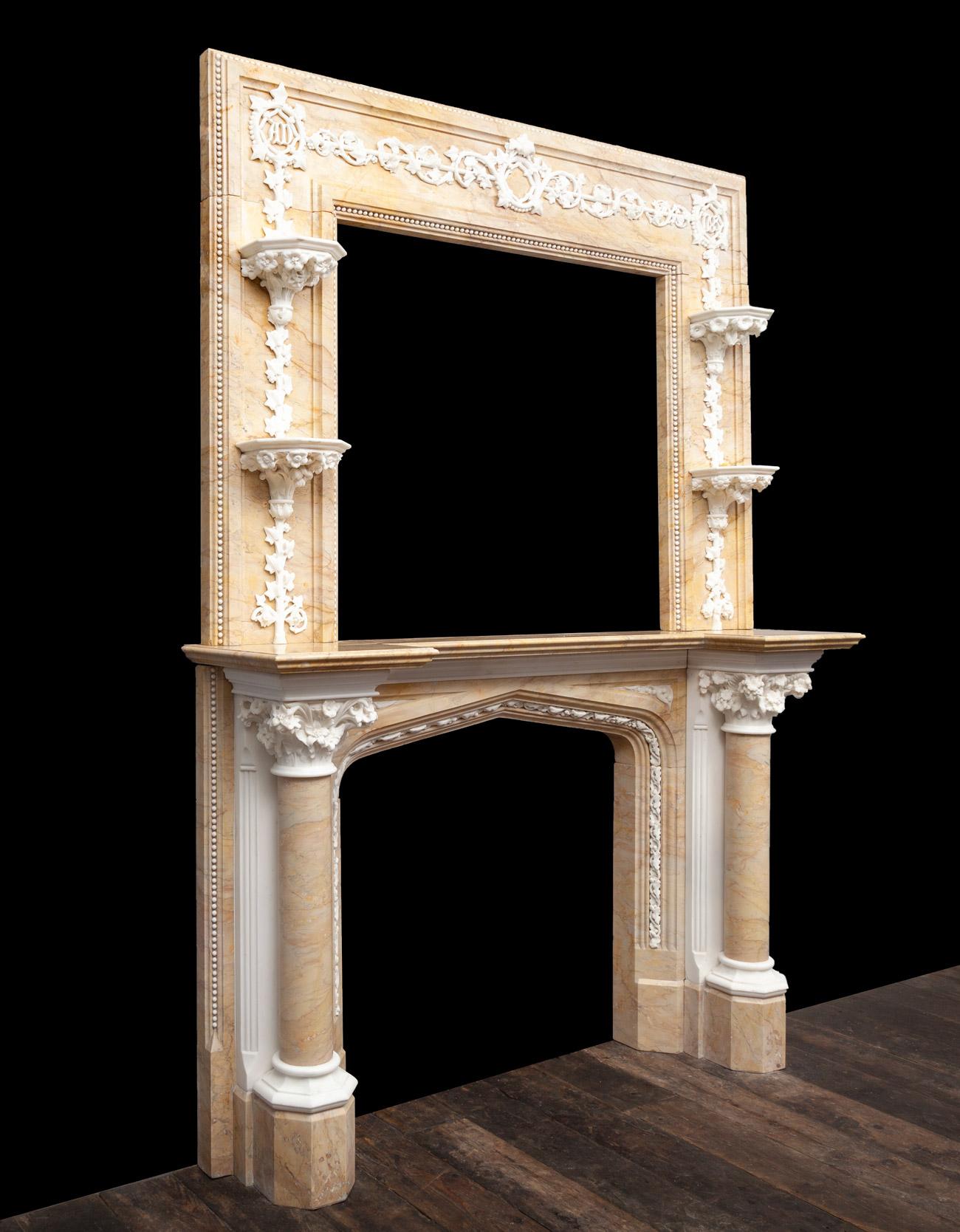Antique 18th Century Statuary and Sienna Mantelpiece For Sale 3