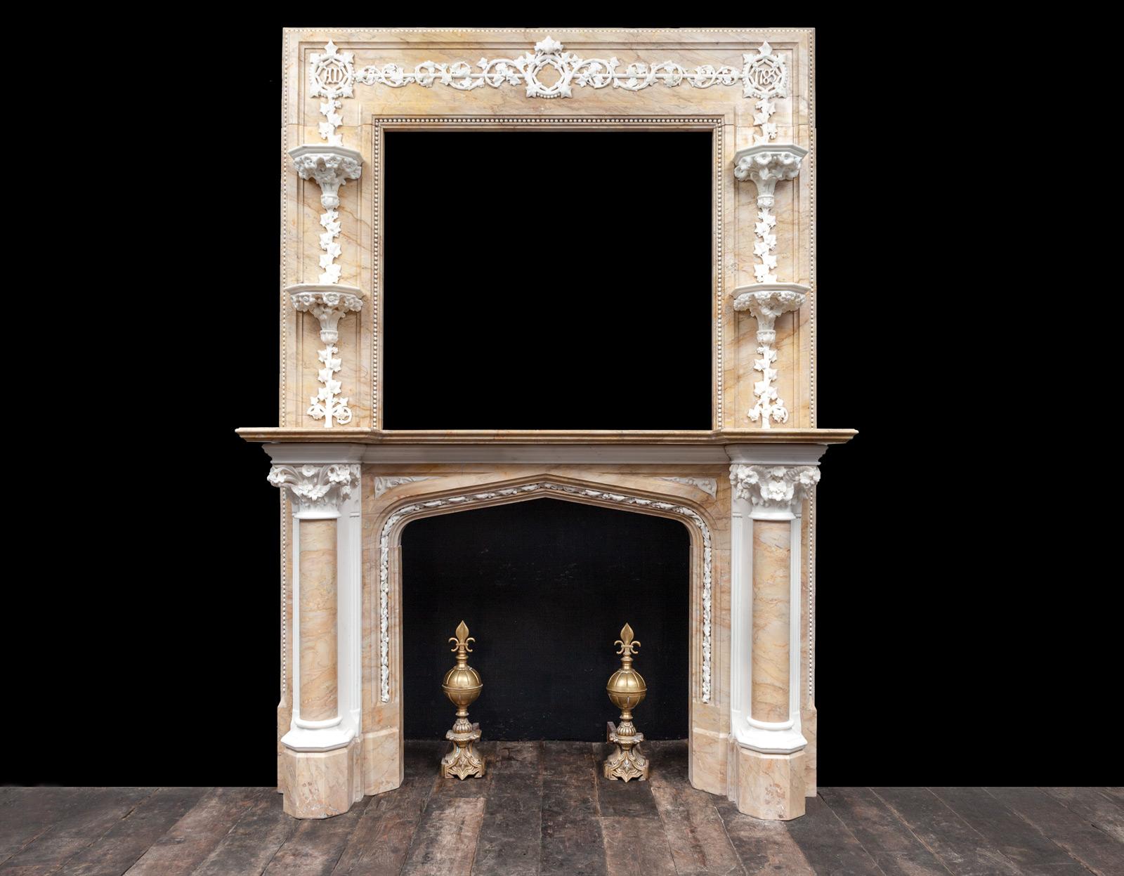 Antique 18th Century Statuary and Sienna Mantelpiece For Sale 4