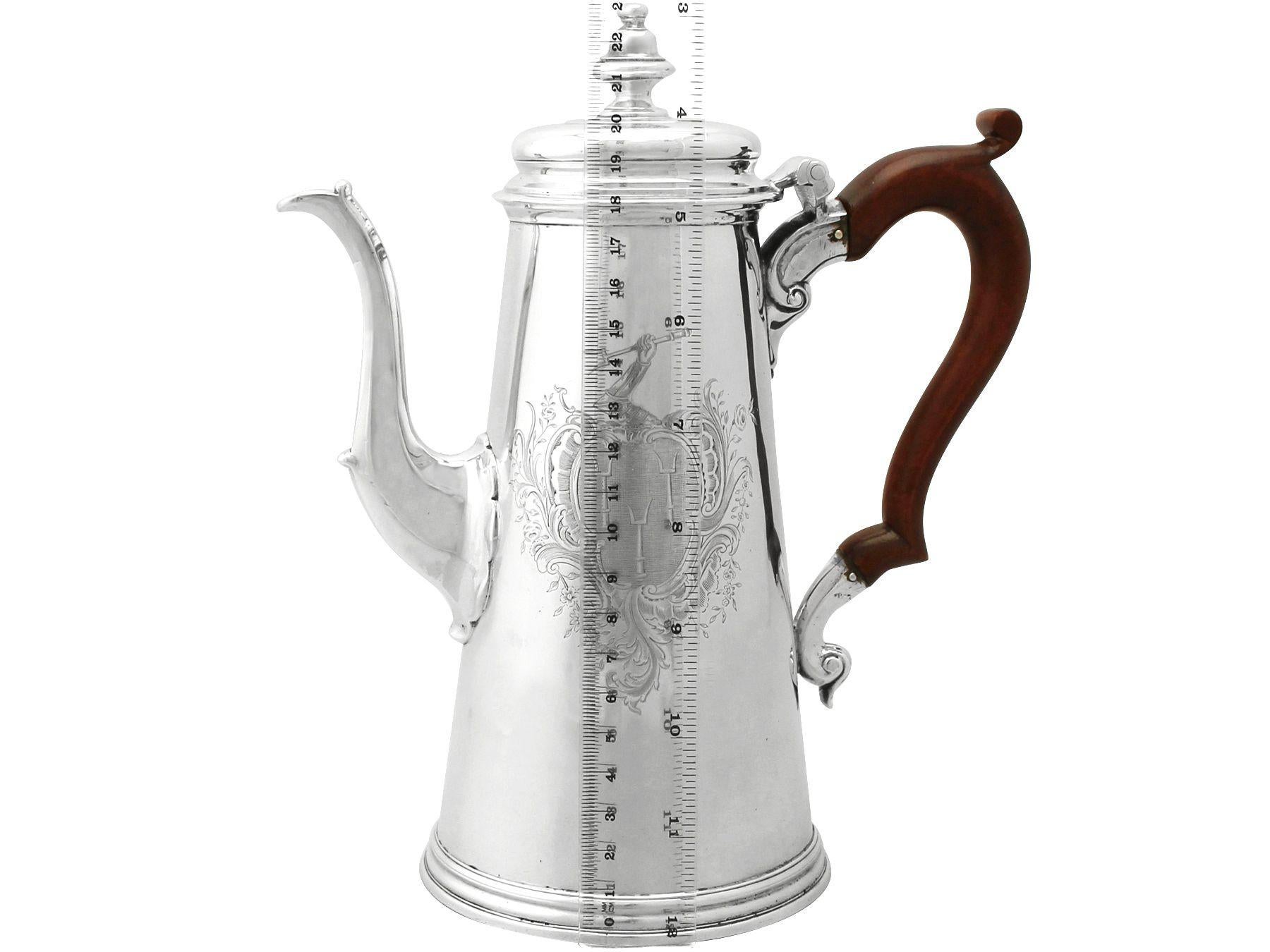 Antique 18th Century Sterling Silver Coffee Pot by Gabriel Sleath For Sale 6