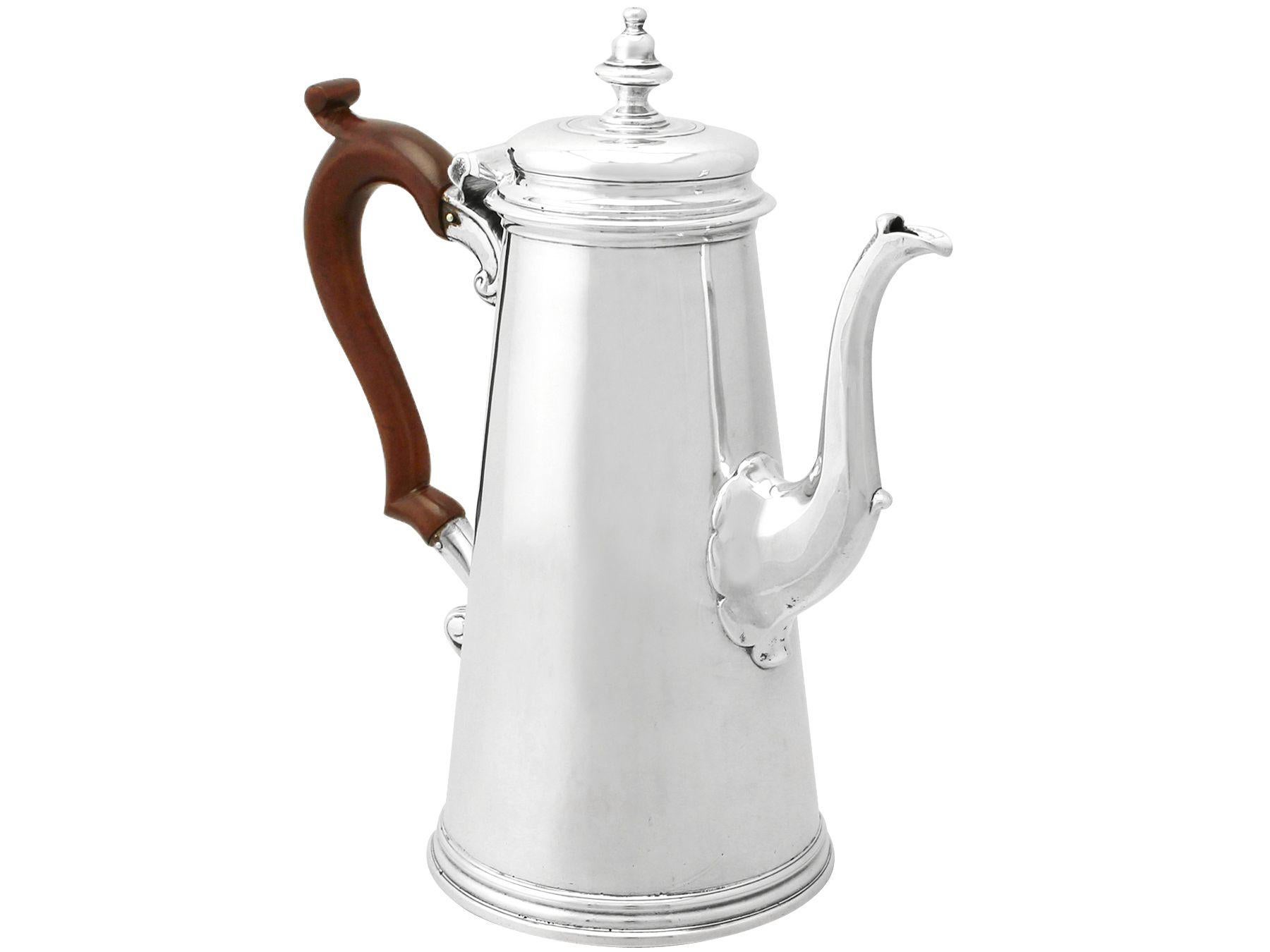 English Antique 18th Century Sterling Silver Coffee Pot by Gabriel Sleath