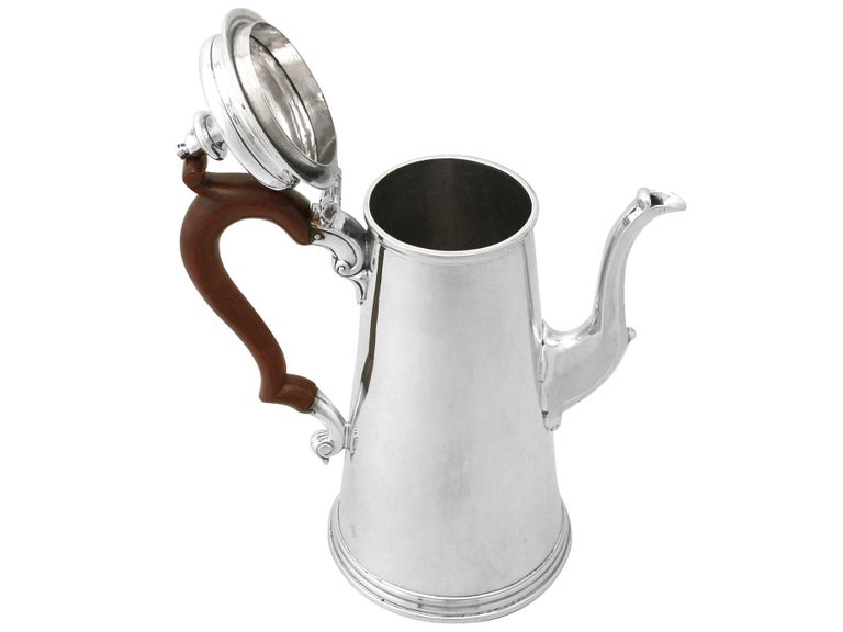 Mid-18th Century Antique 18th Century Sterling Silver Coffee Pot by Gabriel Sleath For Sale