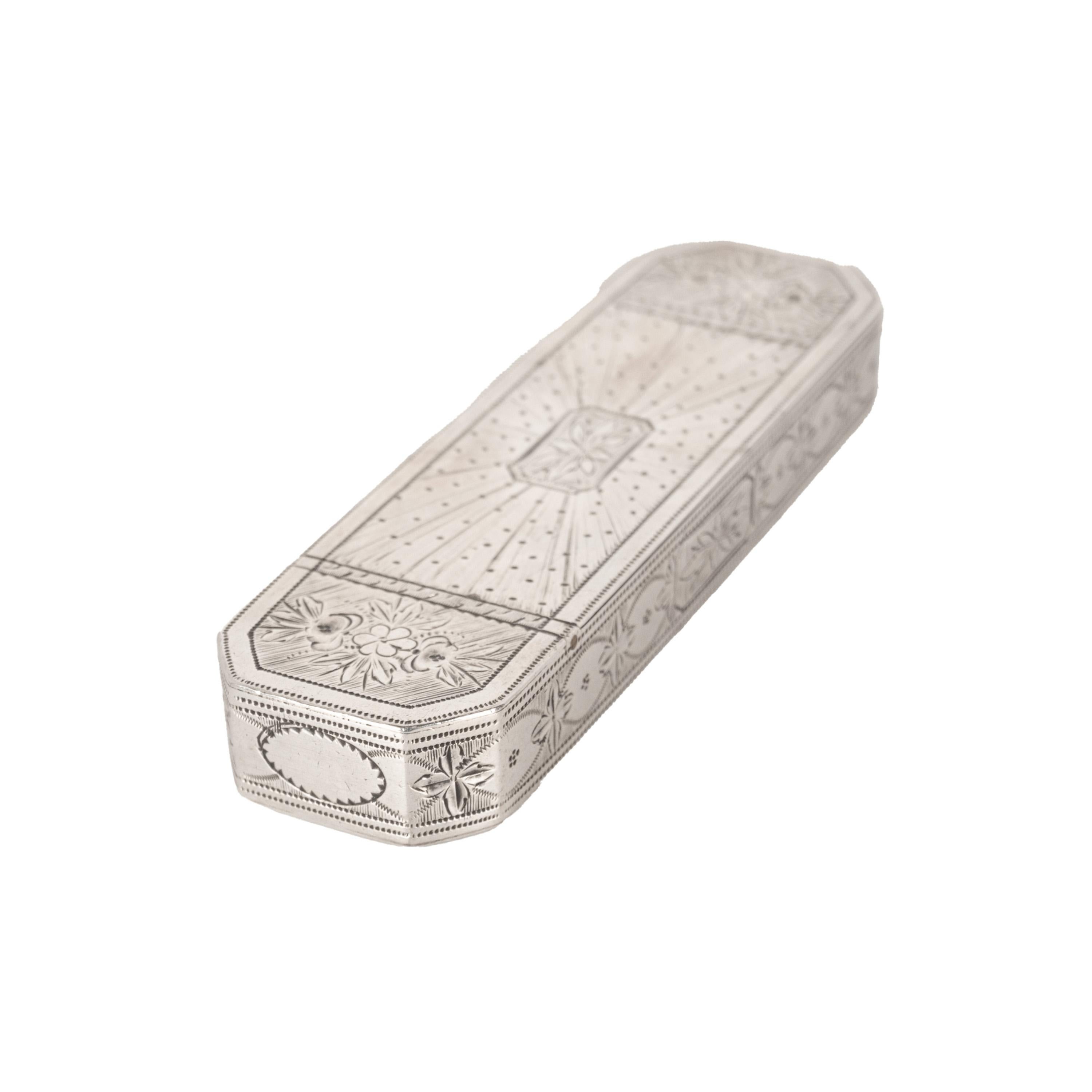 Antiguo estuche para palillos de plata de ley del siglo XVIII Birmingham Samuel Pemberton Inglés en venta
