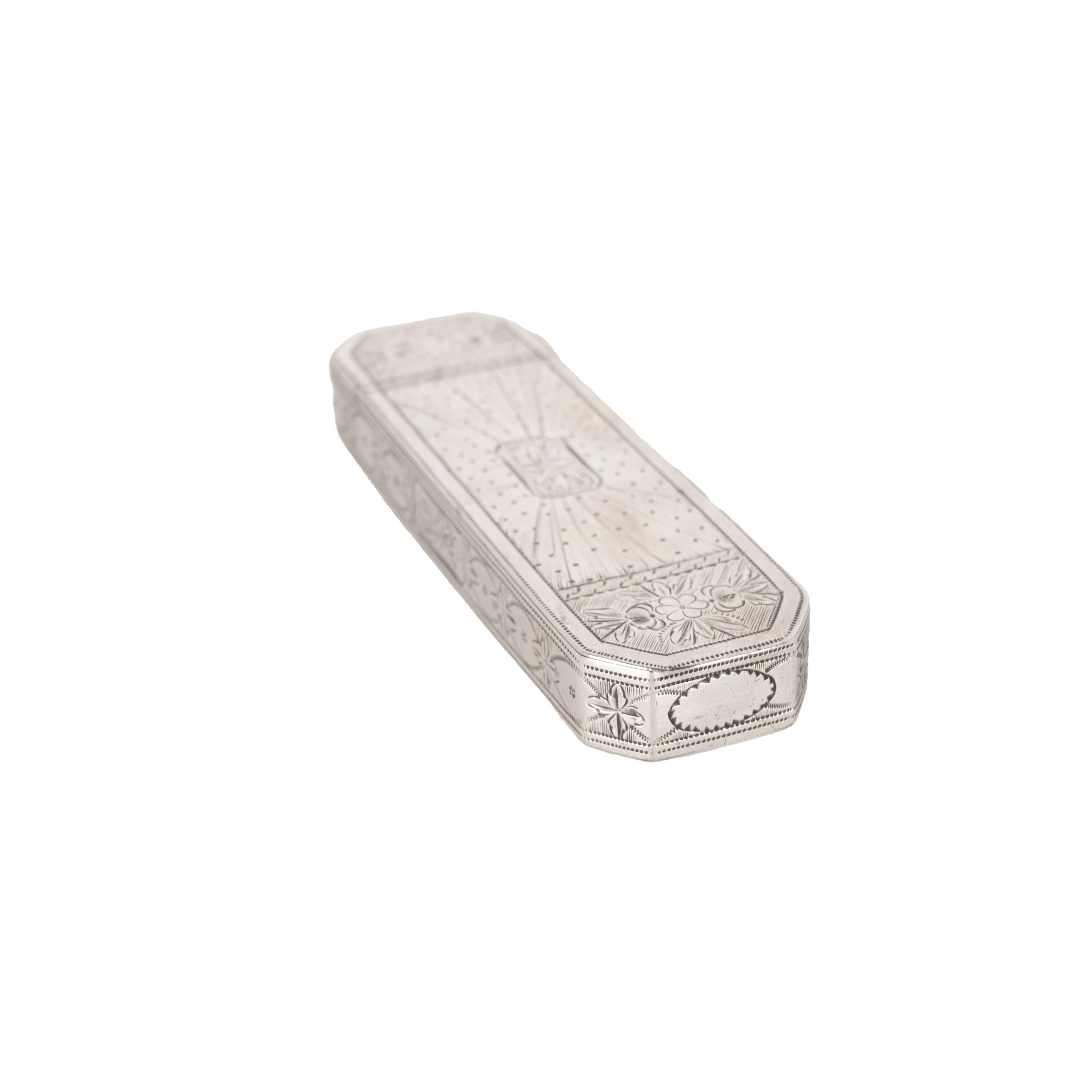 Antiguo estuche para palillos de plata de ley del siglo XVIII Birmingham Samuel Pemberton finales del siglo XVIII en venta