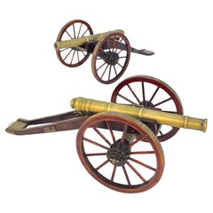 Antica coppia di cannoni da tavolo in stile XVIII secolo, inglese, circa 1920