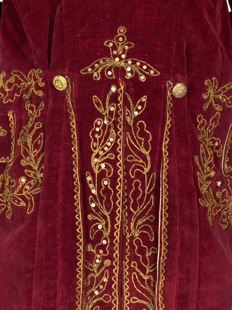 Antique 18th Century Style Velvet Victorian Frock Coat with Gold ...