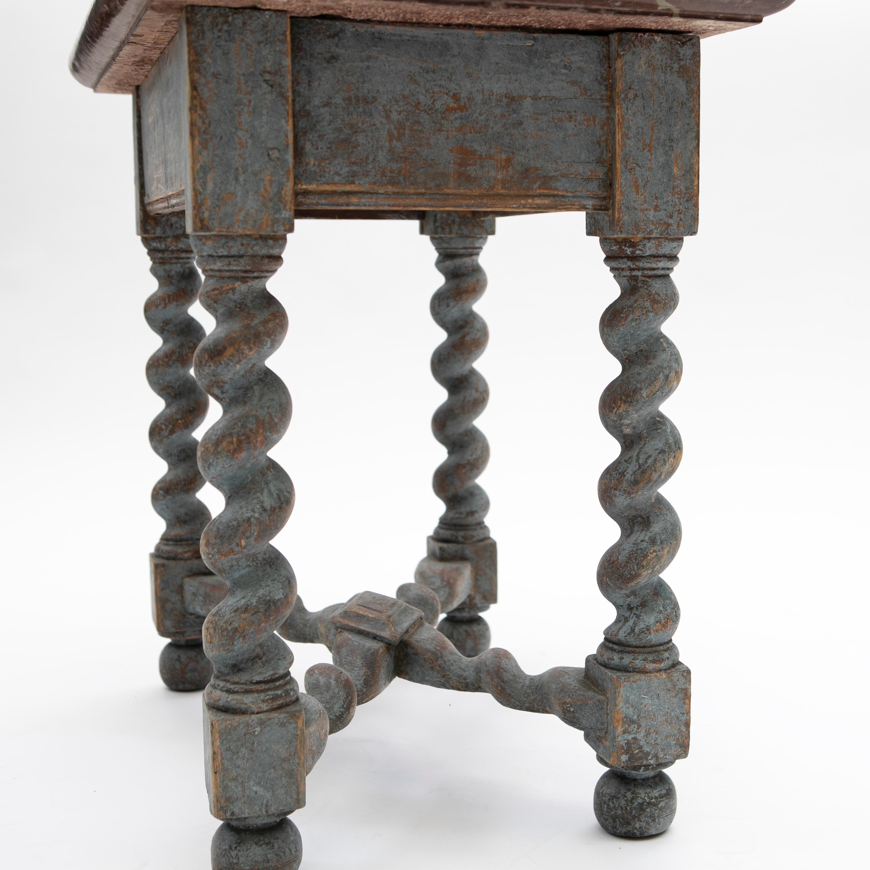 Antique 18th Century Swedish Baroque Stone Top Table 4