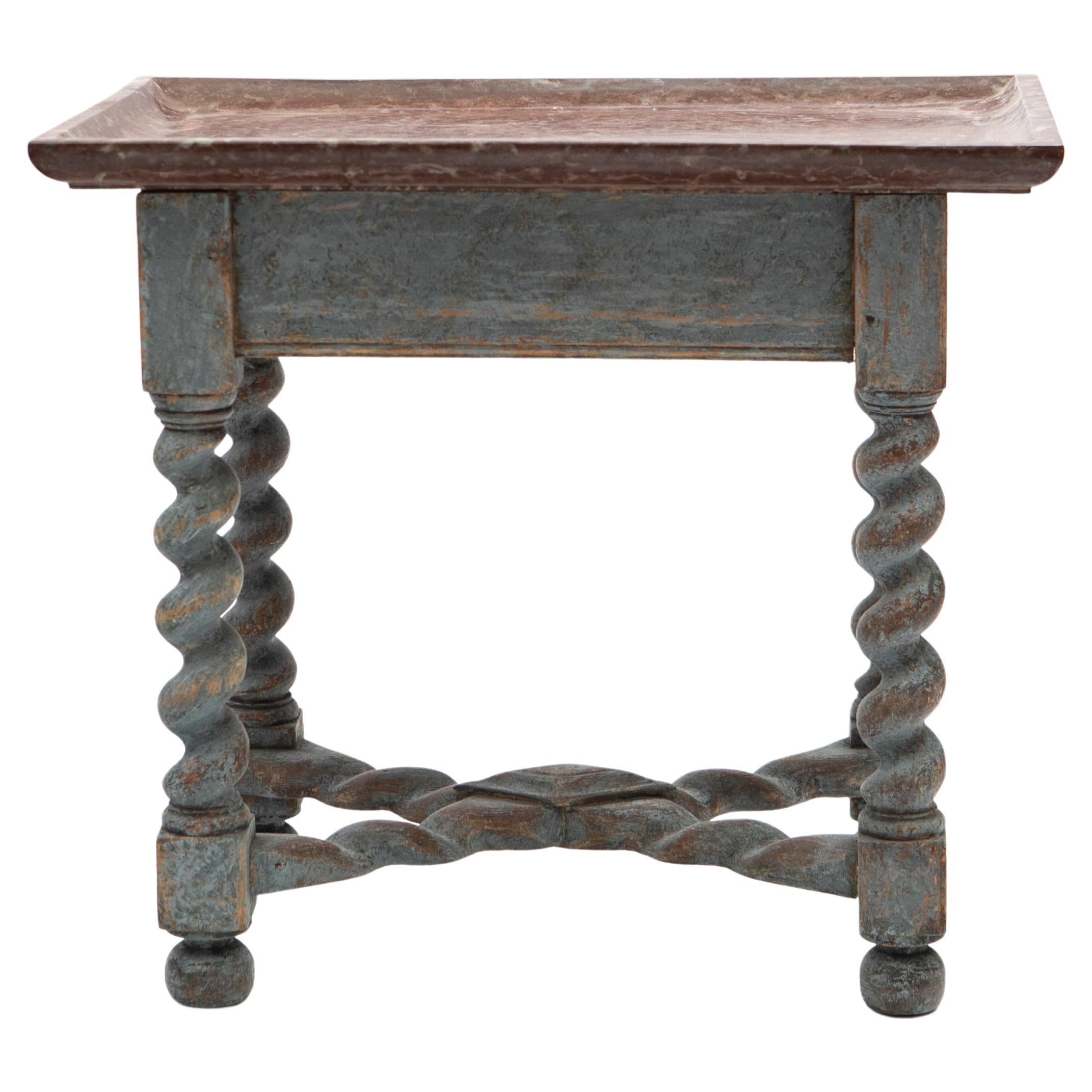 Antique 18th Century Swedish Baroque Stone Top Table