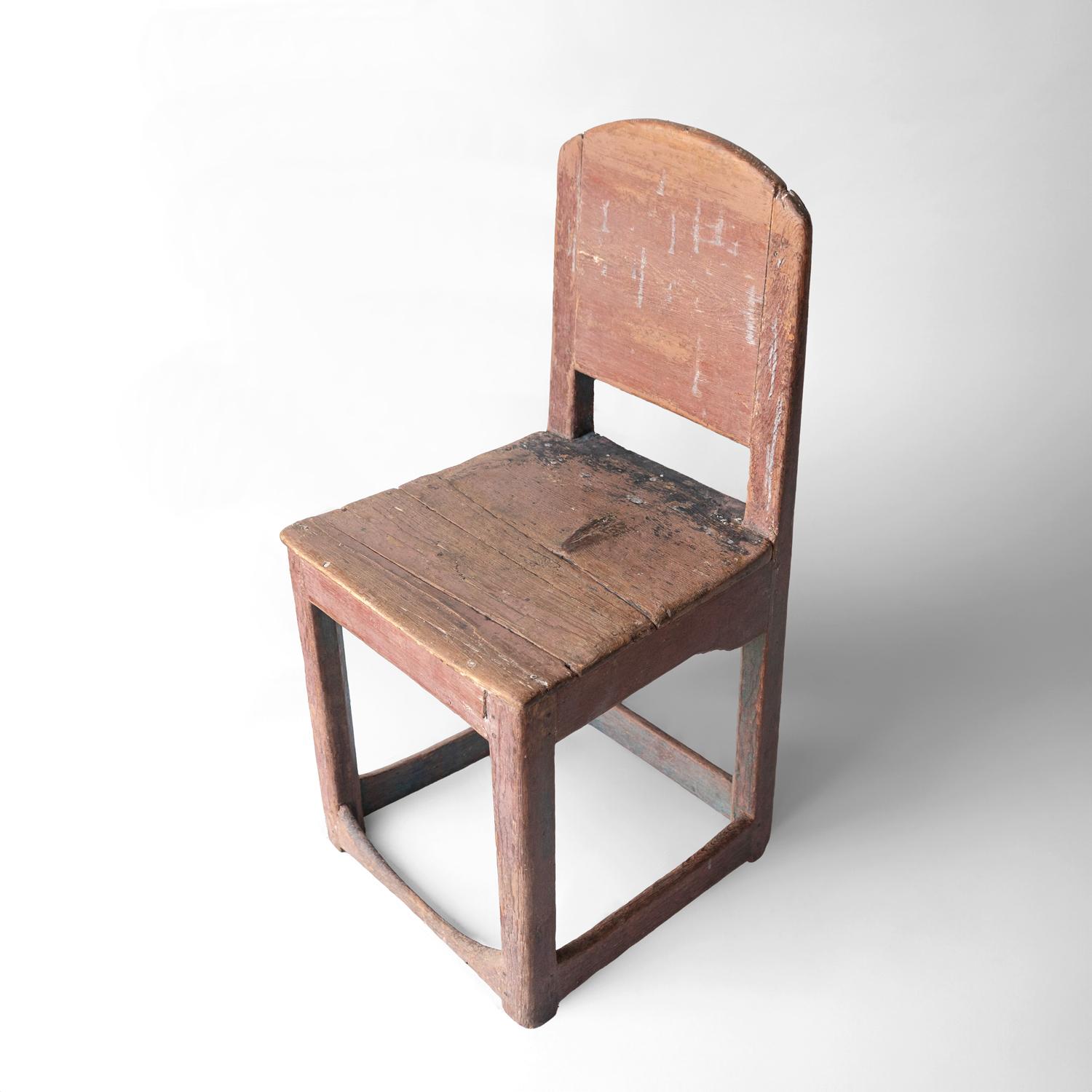 Wood Antique 18th Century Swedish Gustavian Folk Art Chair, Original Paint Dated 1781