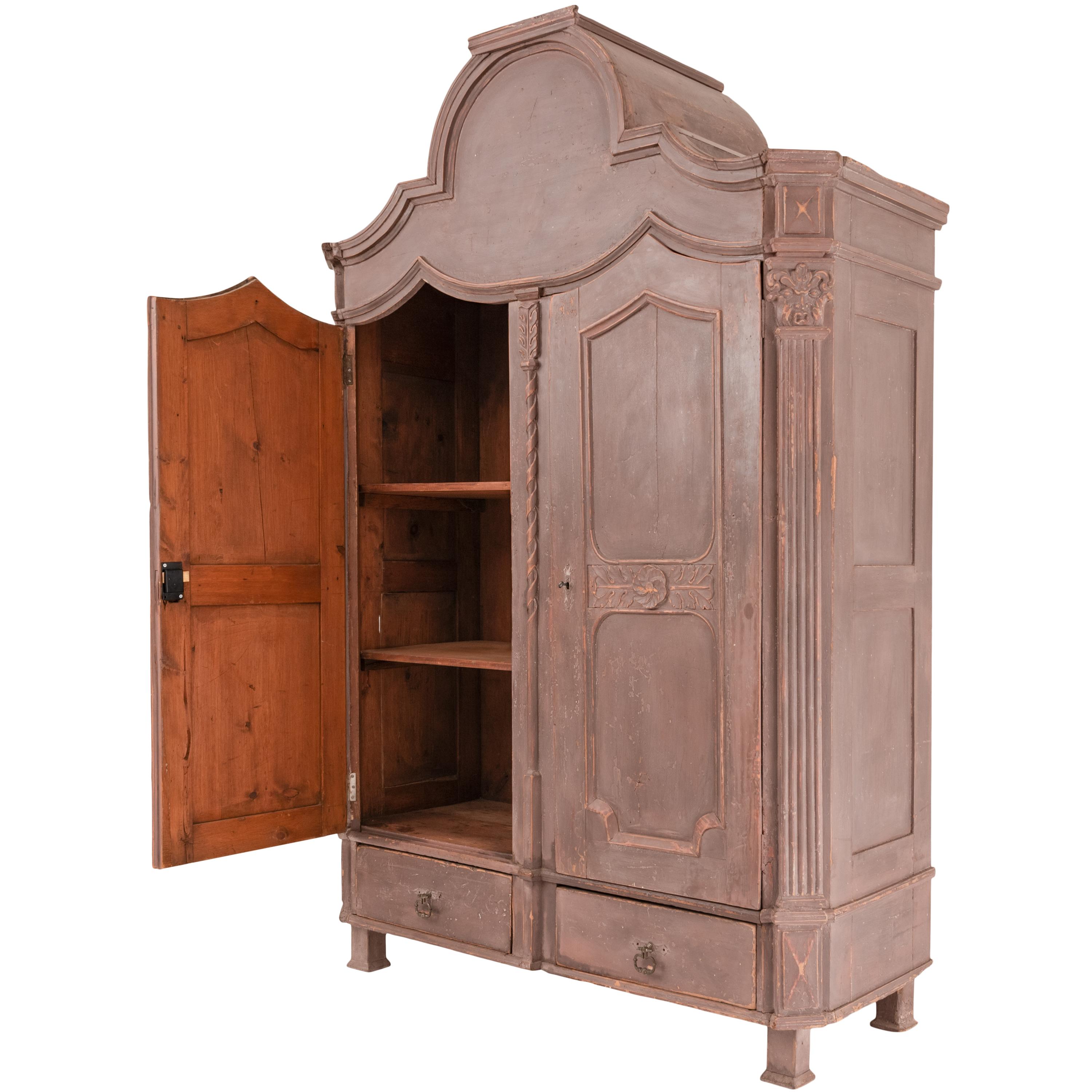 Antique 18th Century Swedish Gustavian Painted Pine Armoire Wardrobe Cabinet 2