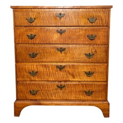 Antique 18th Century Tiger Maple Chippendale Chest