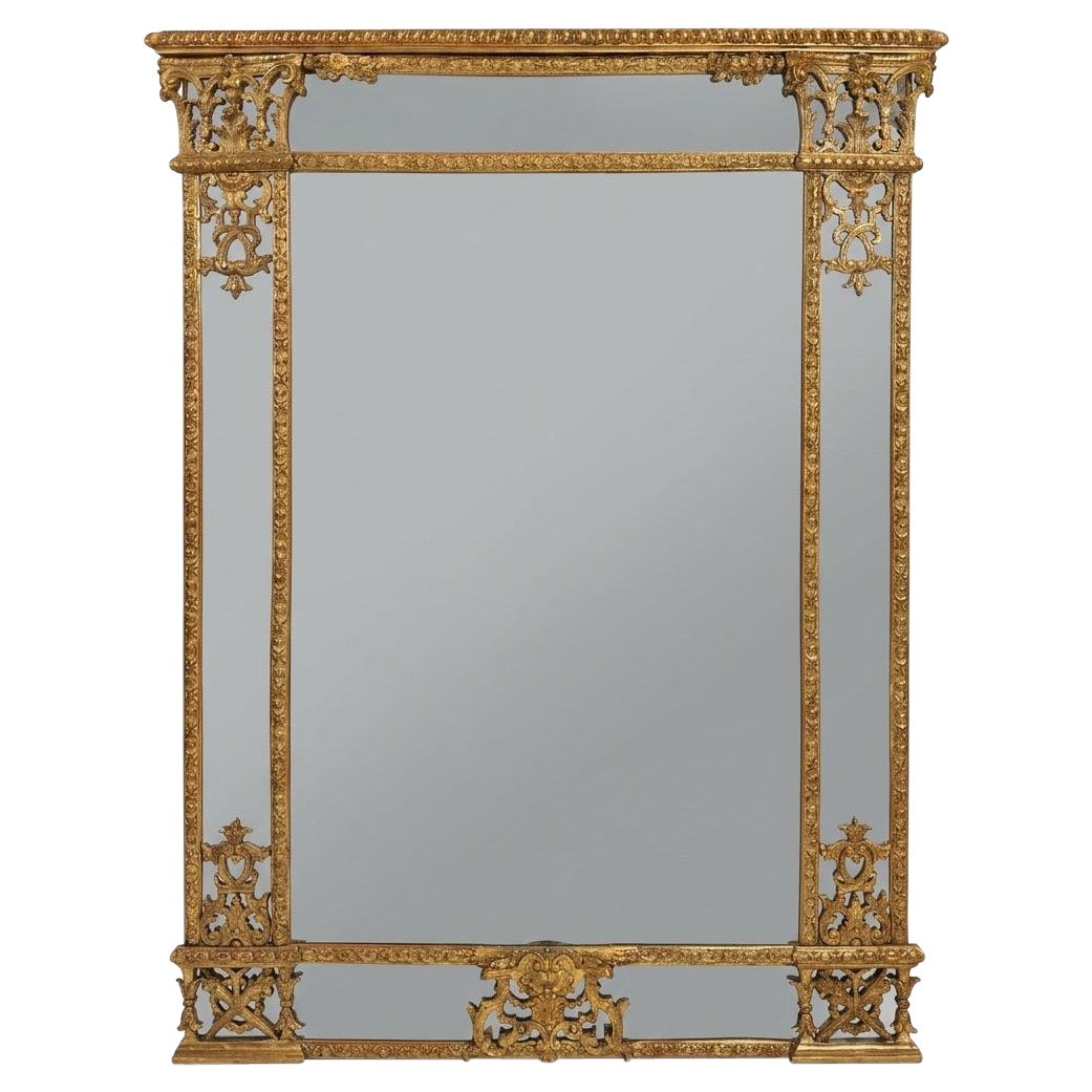Antique 18th Century Transitional Giltwood Wall Mirror