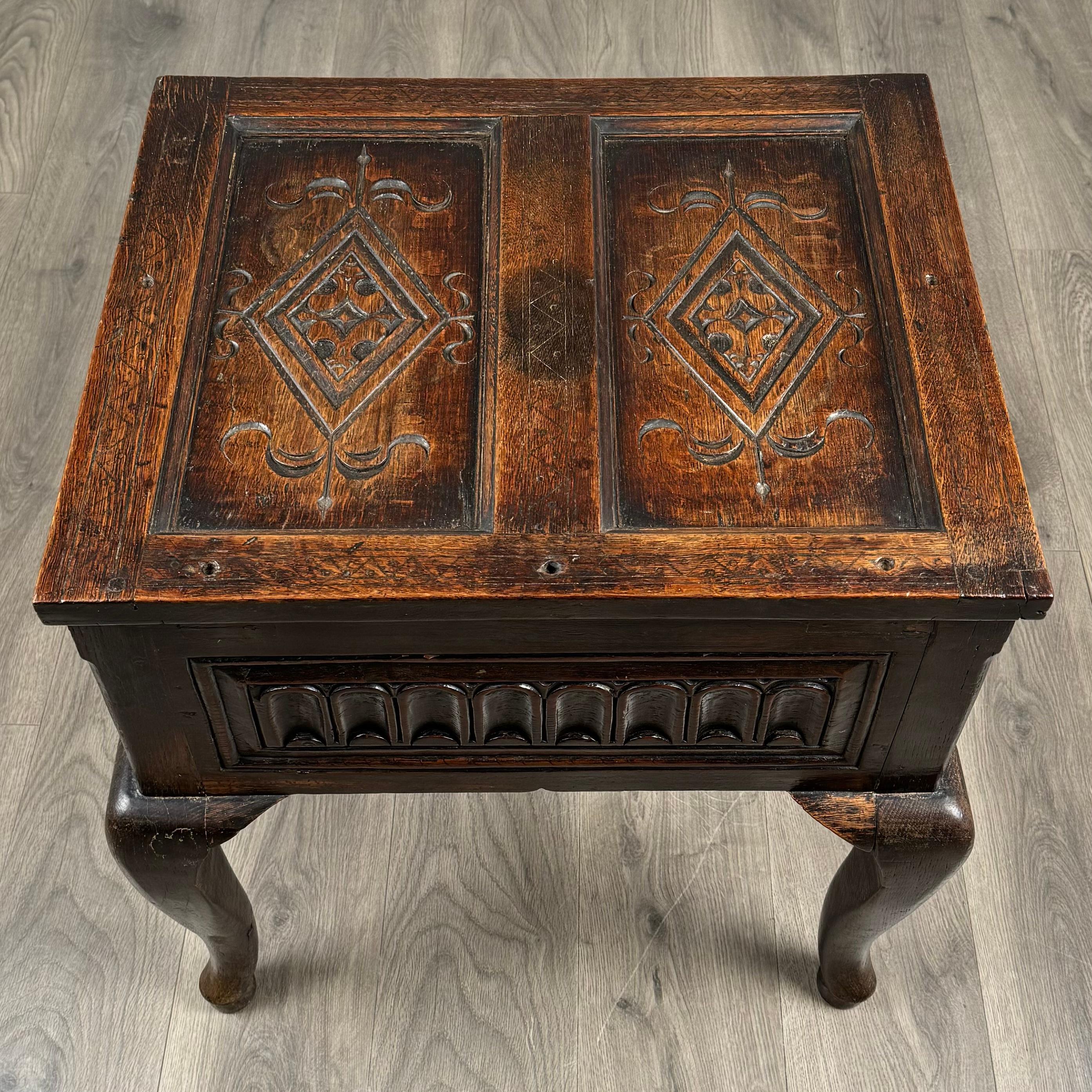 Ancienne boîte inhabituelle du 18ème siècle sur Stand en Oak ( REF AF-3220 ) en vente 5